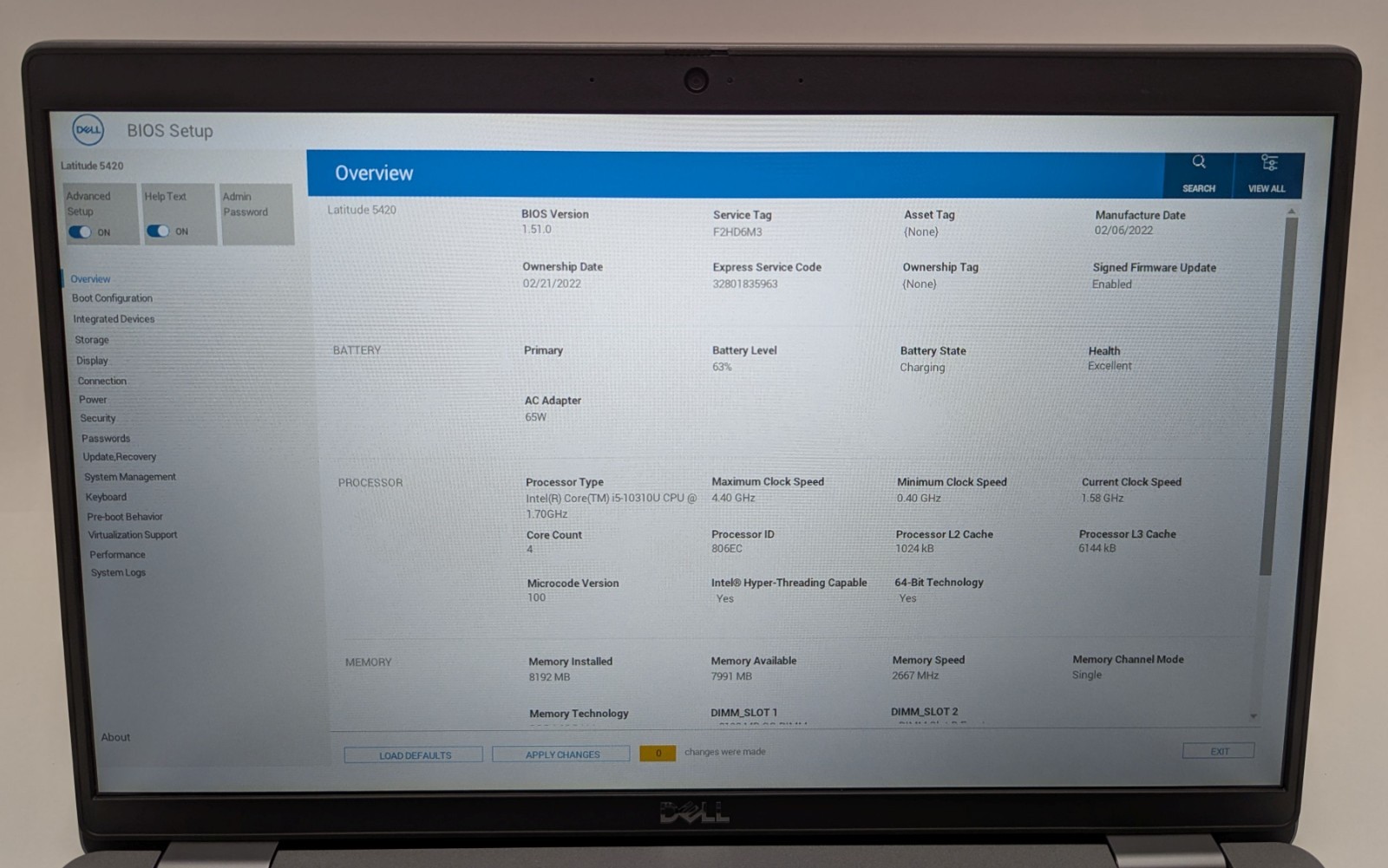 Dell Latitude 5420 14″ Laptop i5-10310U 1.70GHz 8GB RAM 256GB NVMe Win 11 Pro