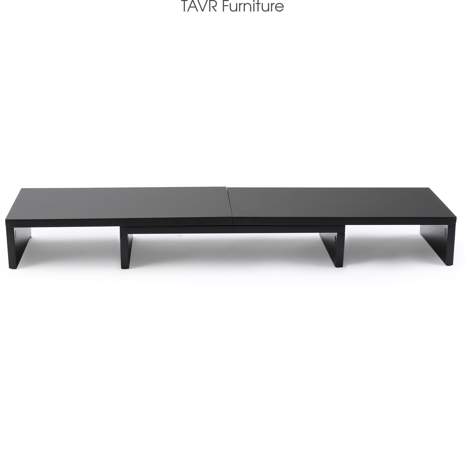 Wood Dual Monitor Stand Risers With Length And Angle Adjustable Three Shelf