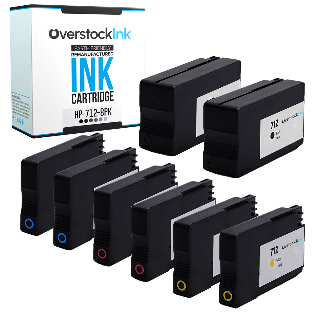8PK Compatible HP 712 Printer Cartridges for DesignJet T210 T230 T250 T630 T650