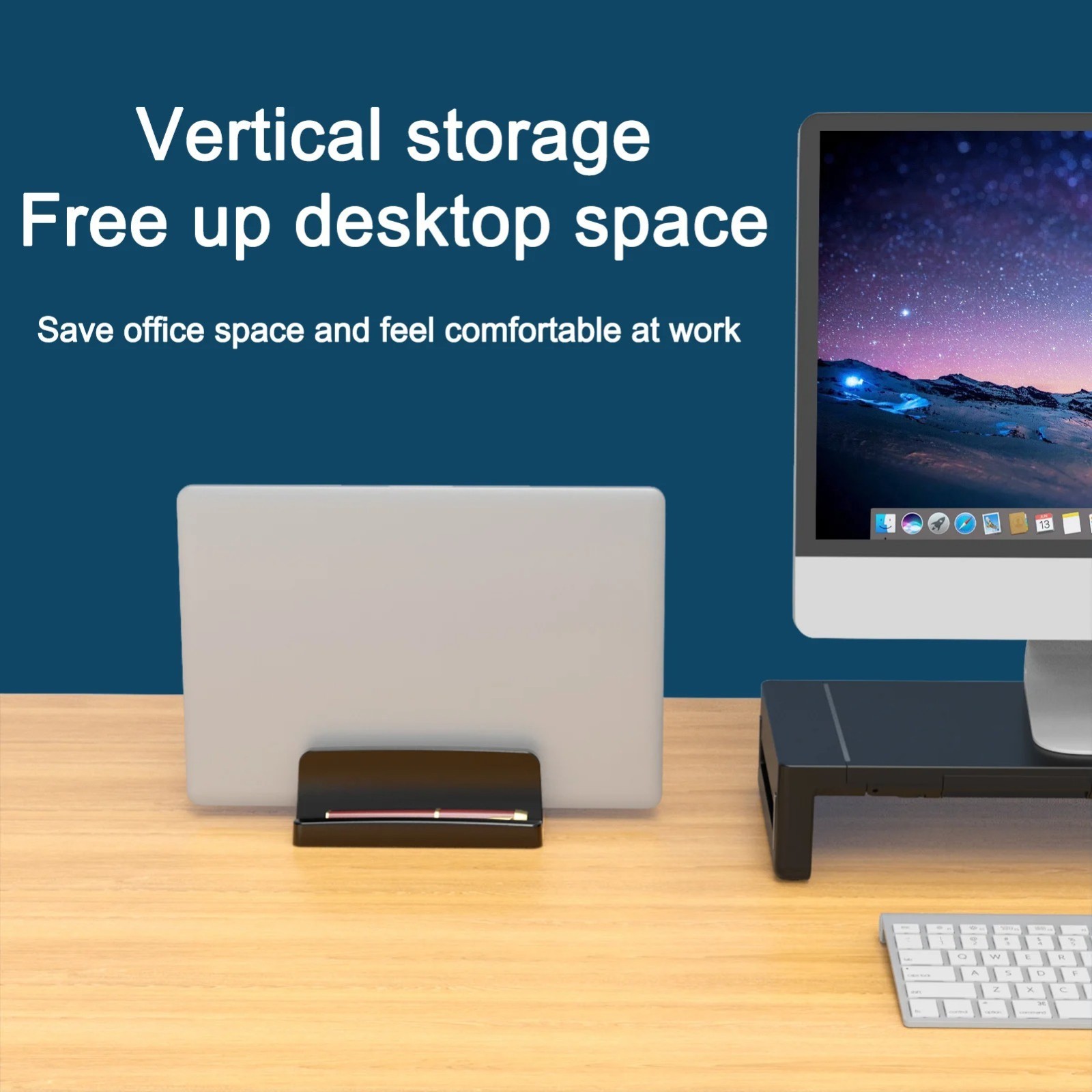 Vertical Laptop Stand Dual Slot Desk Holder Space Saving for MacBook Notebook