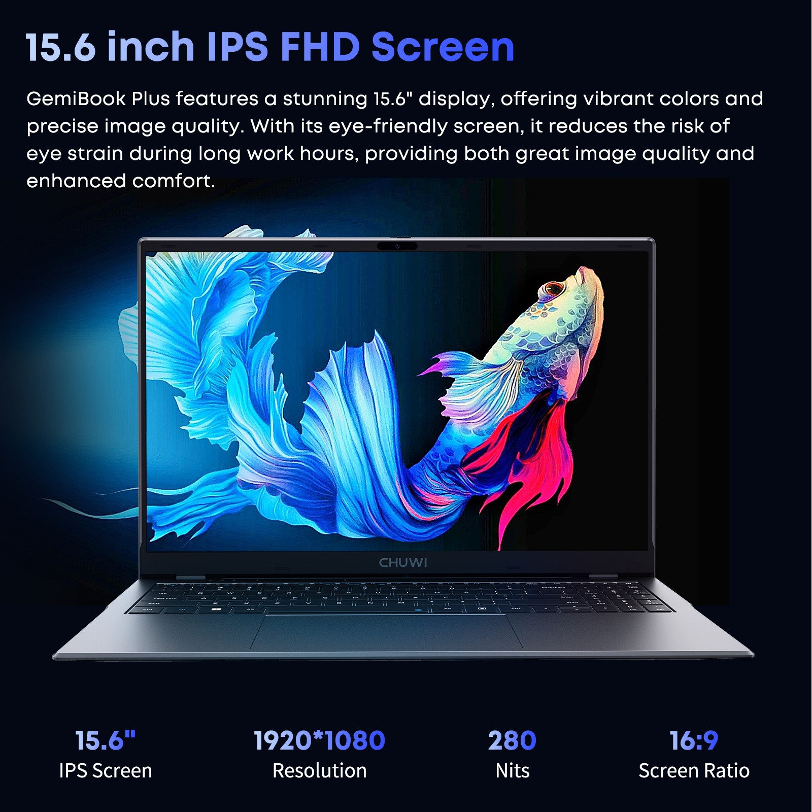 CHUWI GemiBook Plus 15.6in Windows 11 Laptop Intel N100 16GB 512GB SSD 3.4Ghz