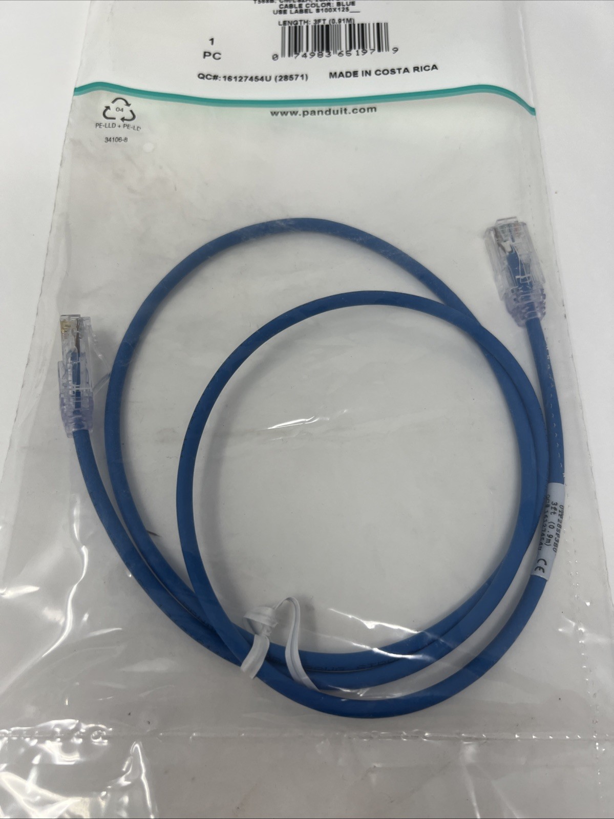Panduit UTP28SP3BU CAT 6 Performance UTP Patch Cord, 28 AWG Stranded, 3 Feet