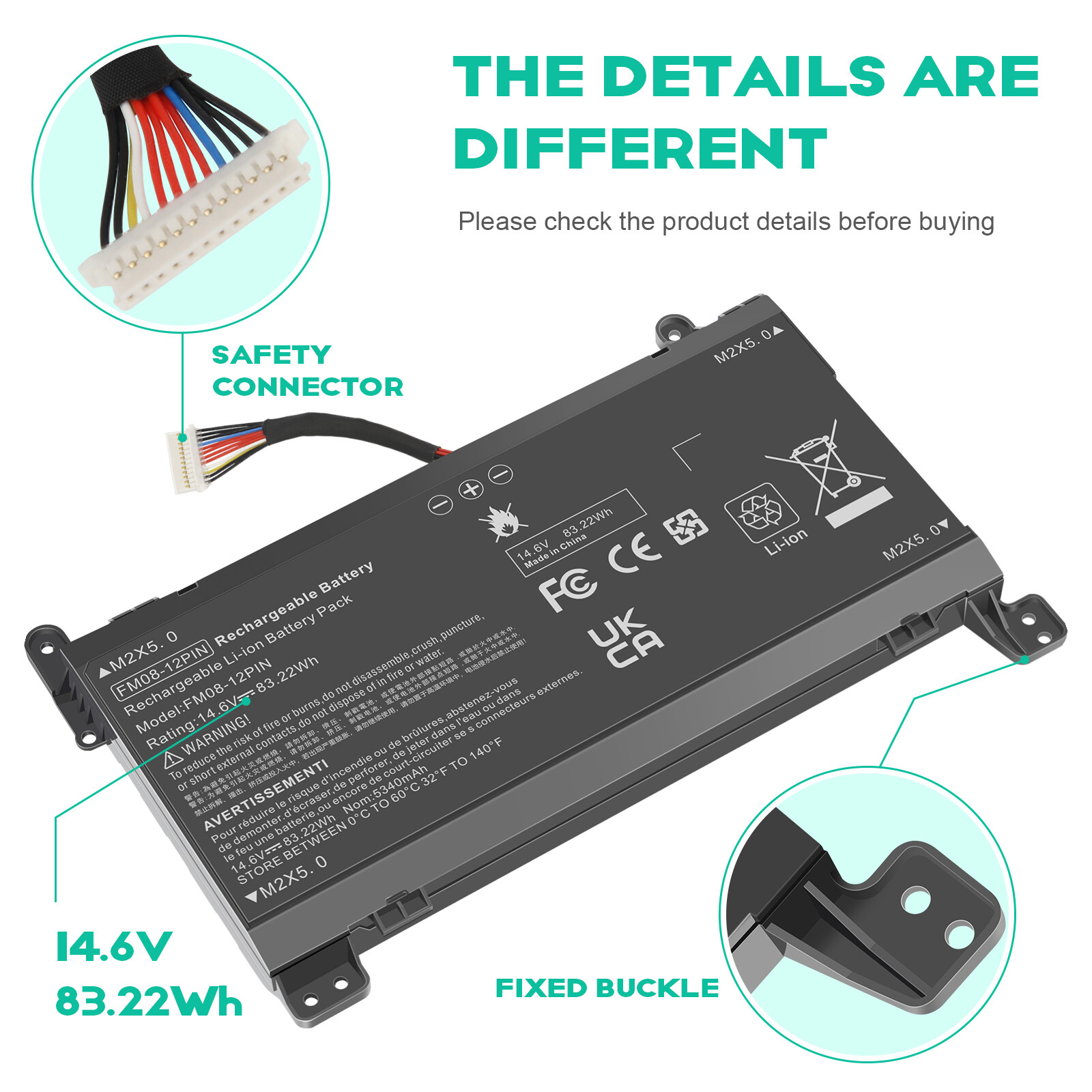 12Pin FM08 Battery For HP Omen 17-AN 17T-AN000 17T-AN100 HSTNN-LB8B HSTNN-LB8A