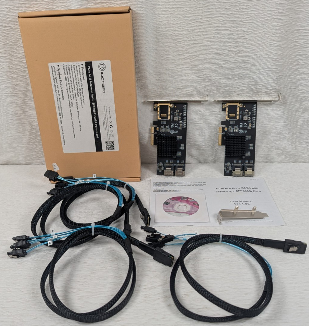 PCIe to Internal 8 Port SFF-8087 6Gb/s SAS/SATA Expansion Card – 2 Cards + Cable