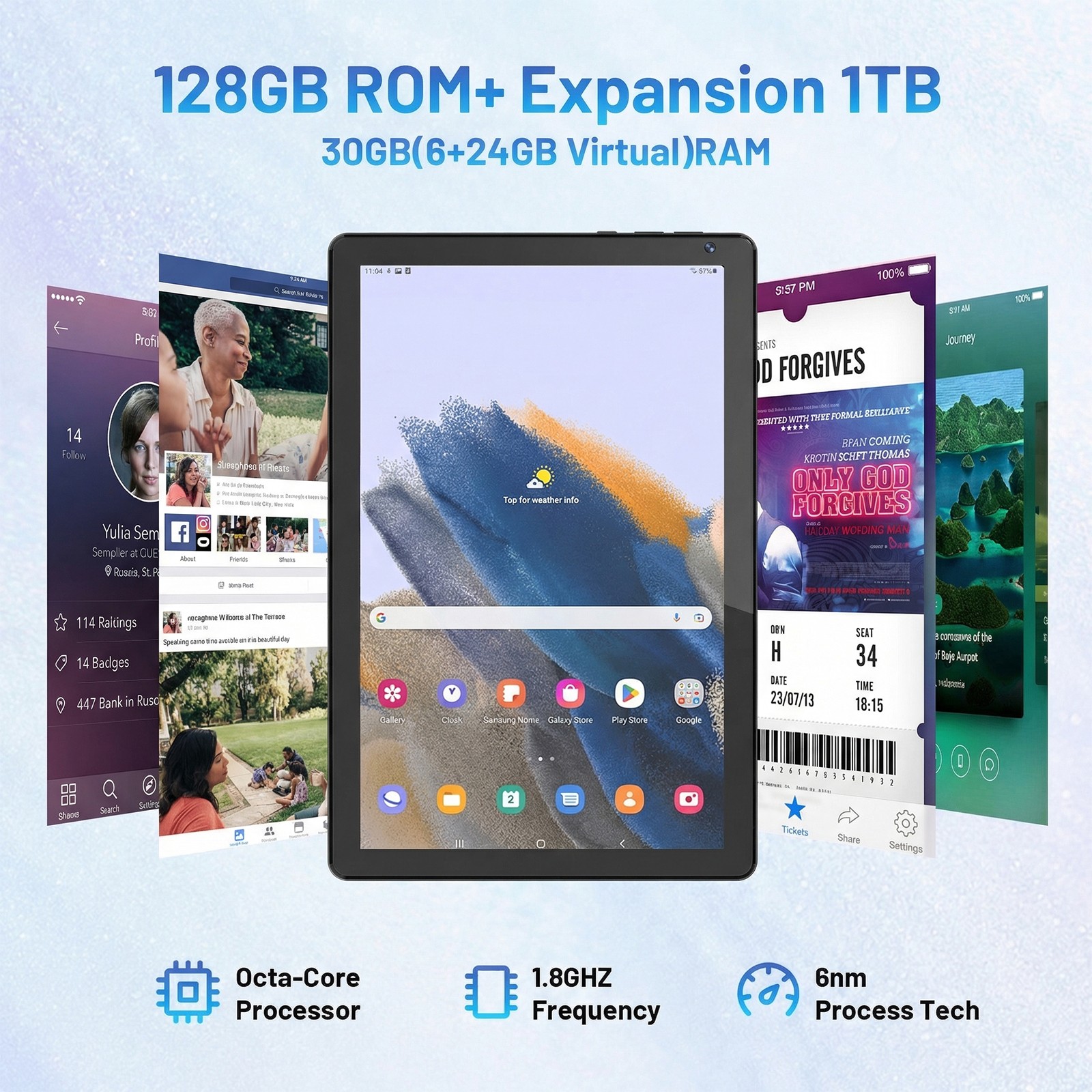 Urao 10″ Tablet Android 16 Tab IPS HD Display 30G 128GB WIFI 5G AI 5MP+8MP