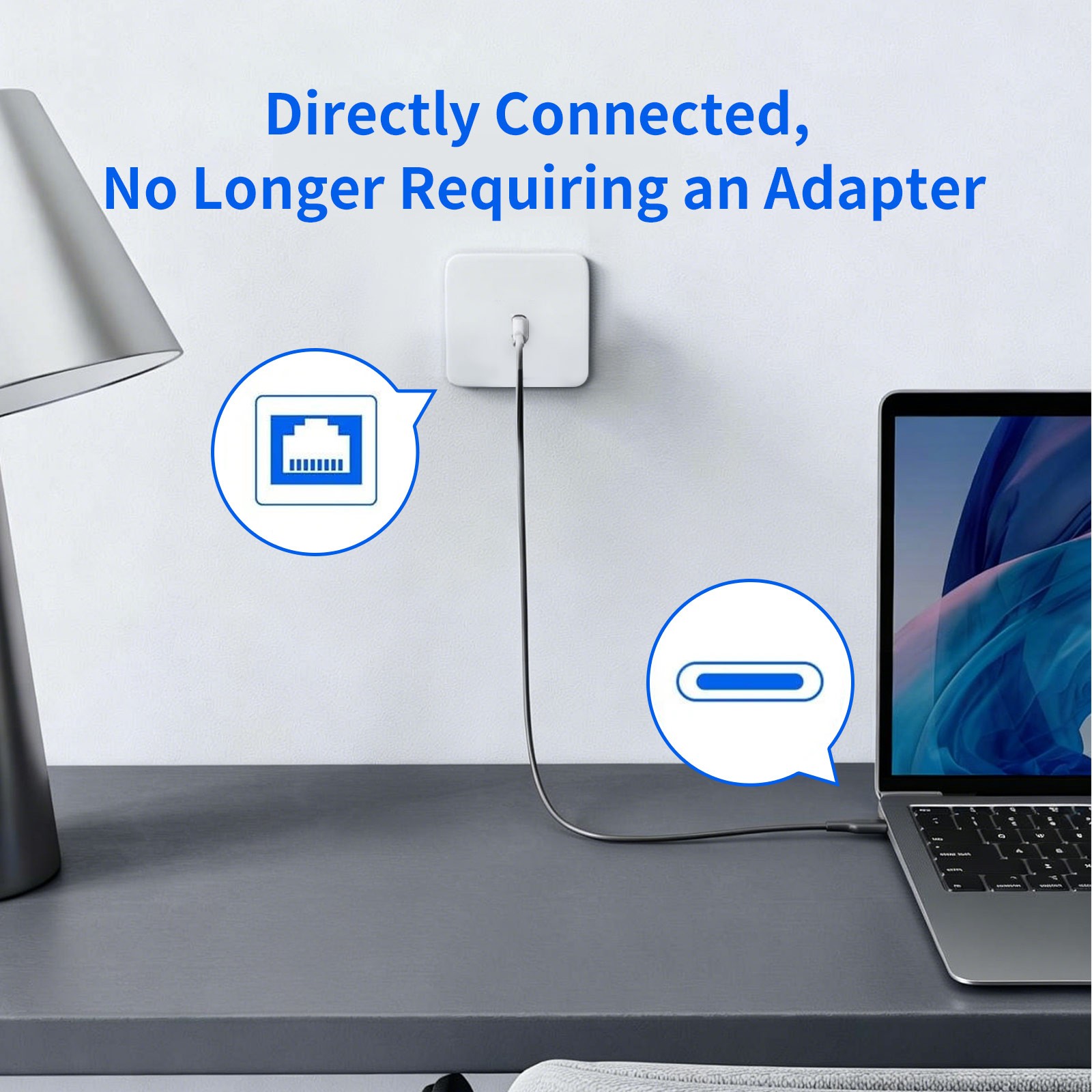 1.8M Braided Ethernet Cable USB-A Type-C to RJ45 100Mbps for Laptop Tablet Phone