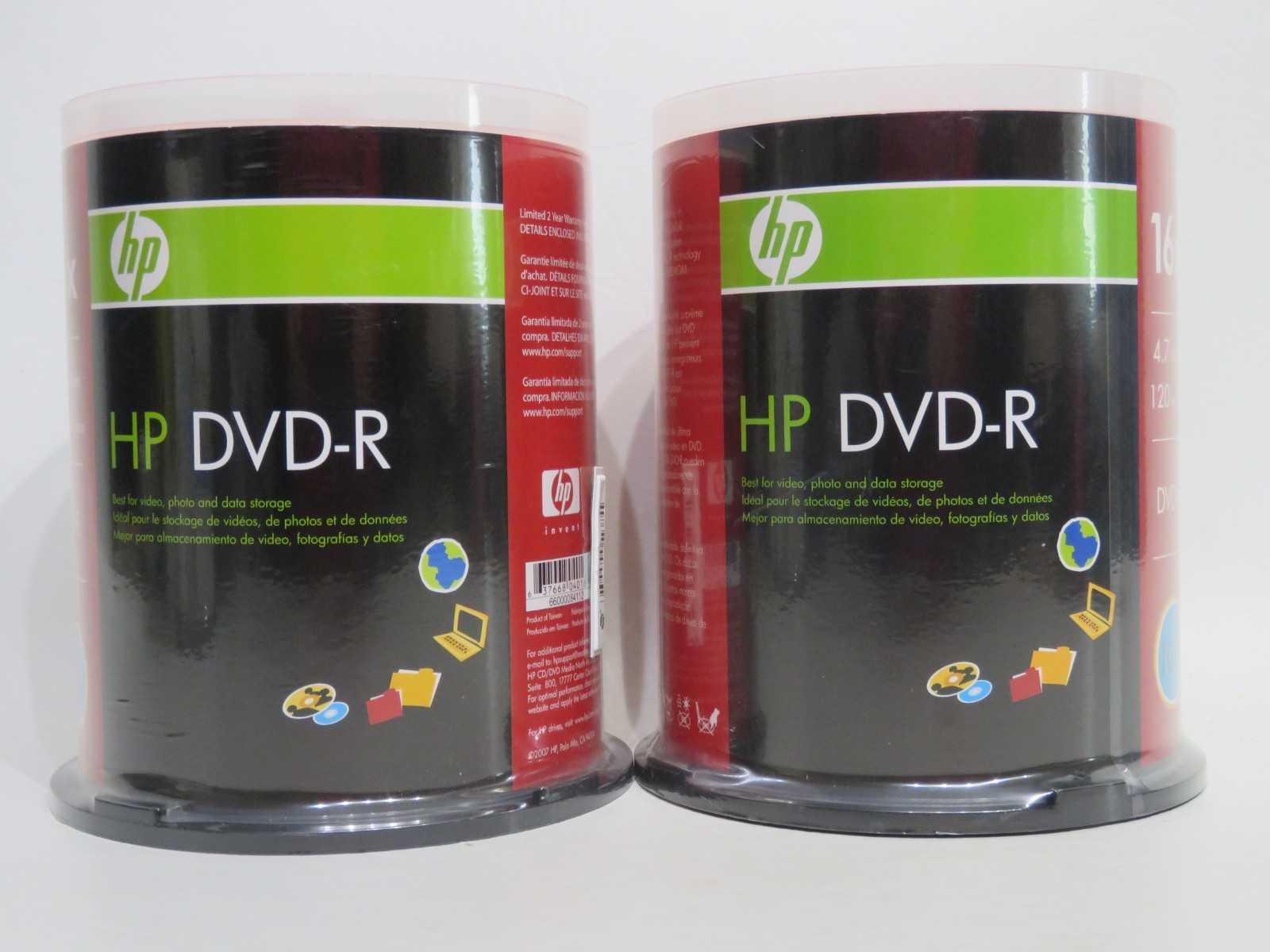 DVD-R HP Two 100PK ~ 16x ~ 4.7GB ~ 120 Min Video – DVD-R Factory Sealed NEW
