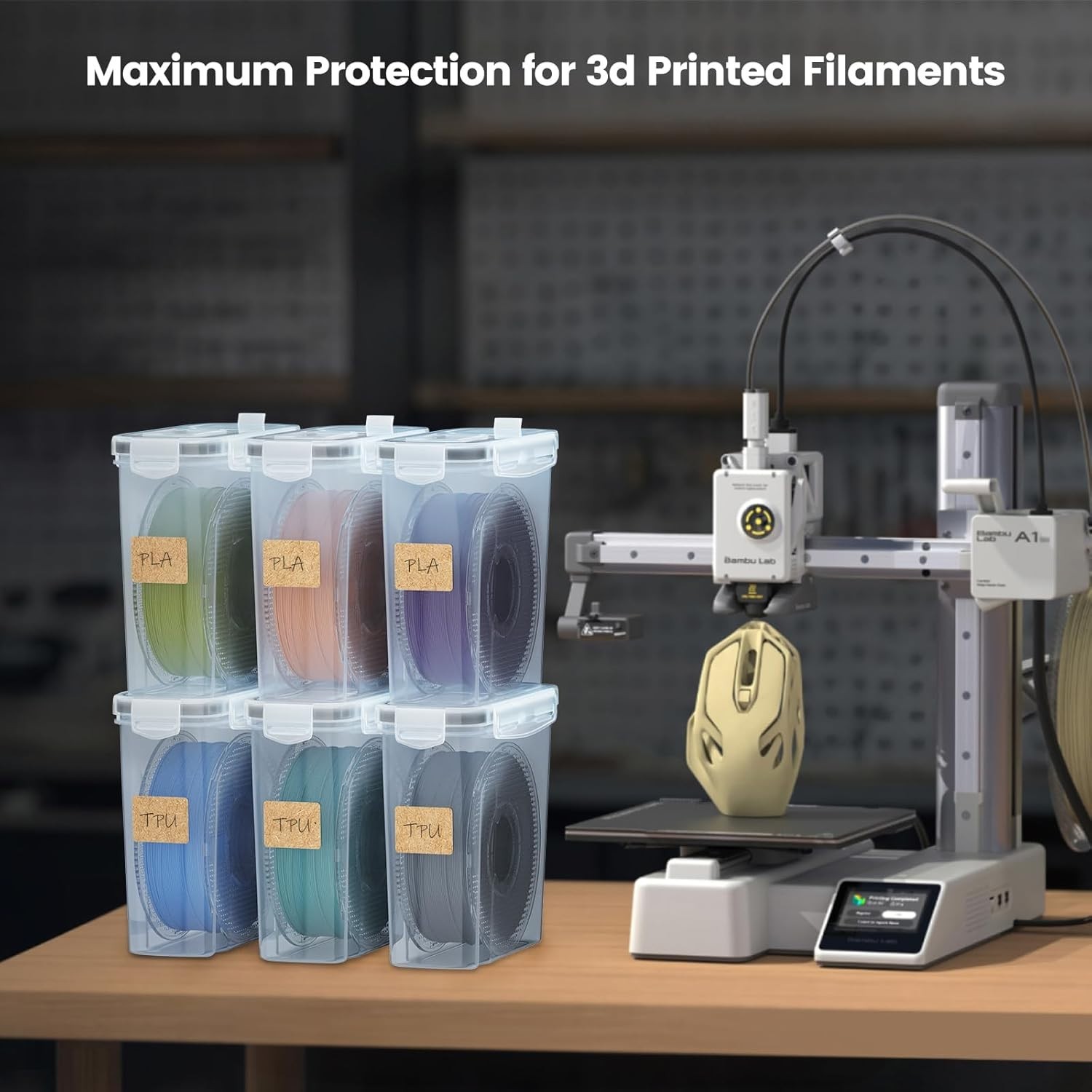 Filament Storage Box – 4 Pack Filaments Container for 3D Printing Filaments S…