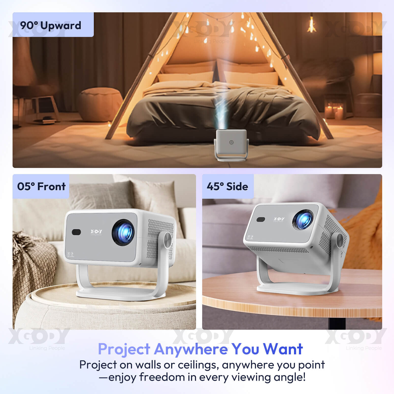 Smart 4K Projector 25000LMS 3D WiFi Auto Focus Video Home Theater 350″ Display