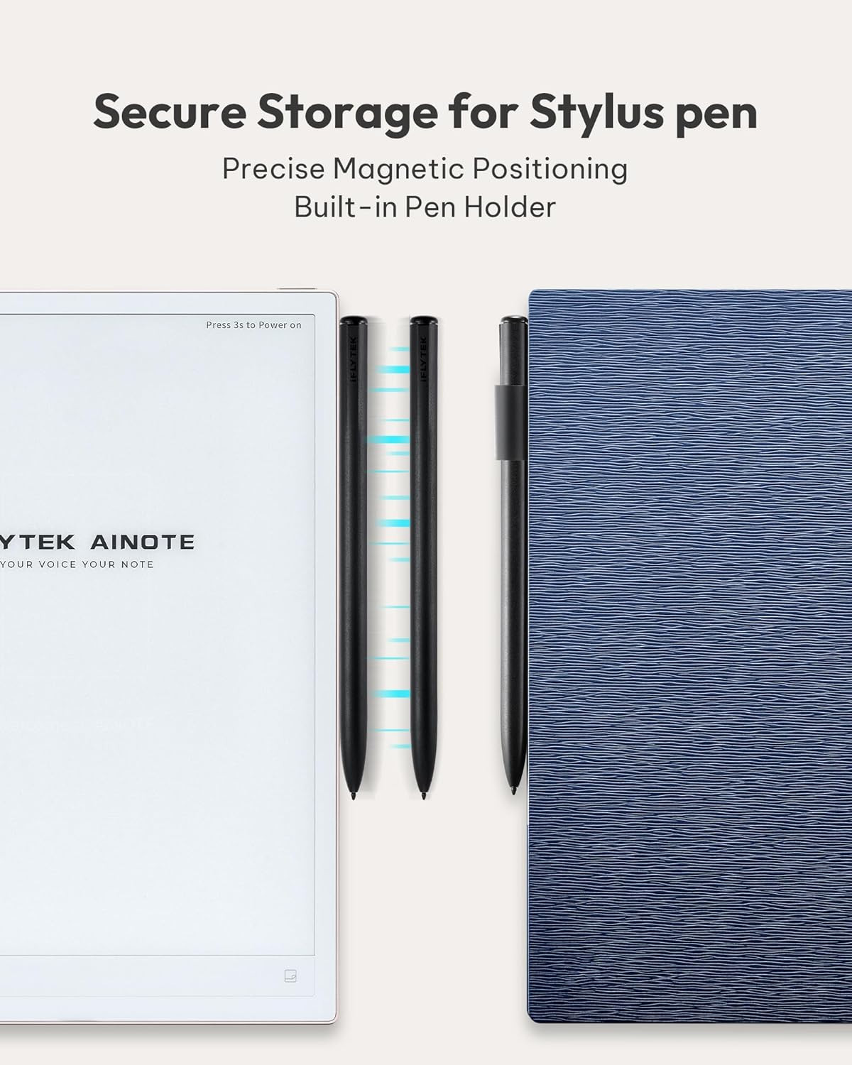 iflytek AINOTE 2 Bundle with Deep Navy Folio Case, 10.65″ E-Ink Tablet, AI Note