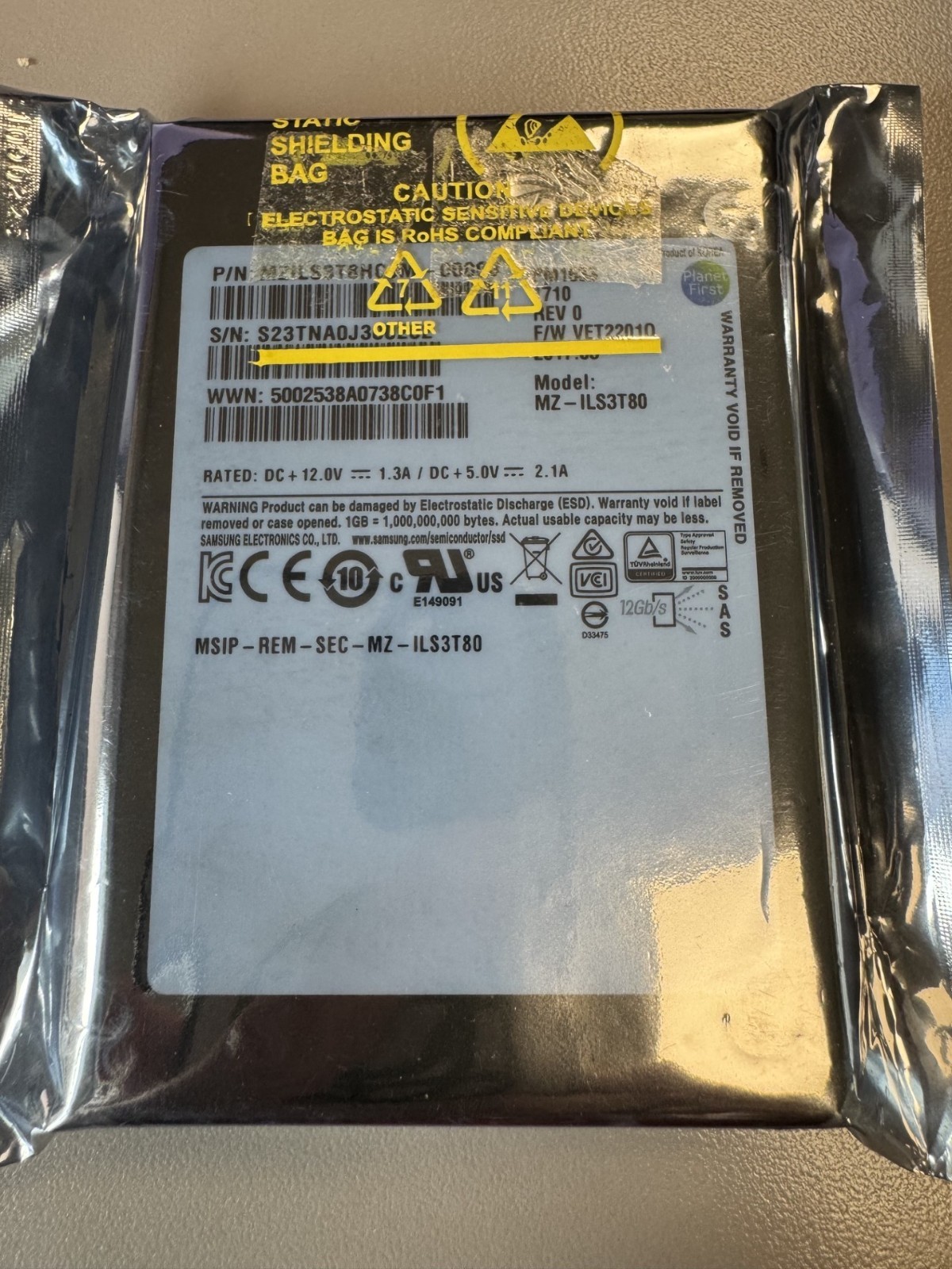 SAMSUNG PM1633 EMC 3.84TB SAS 12Gb/s 2.5” ENT SSD MZ-ILS3T80