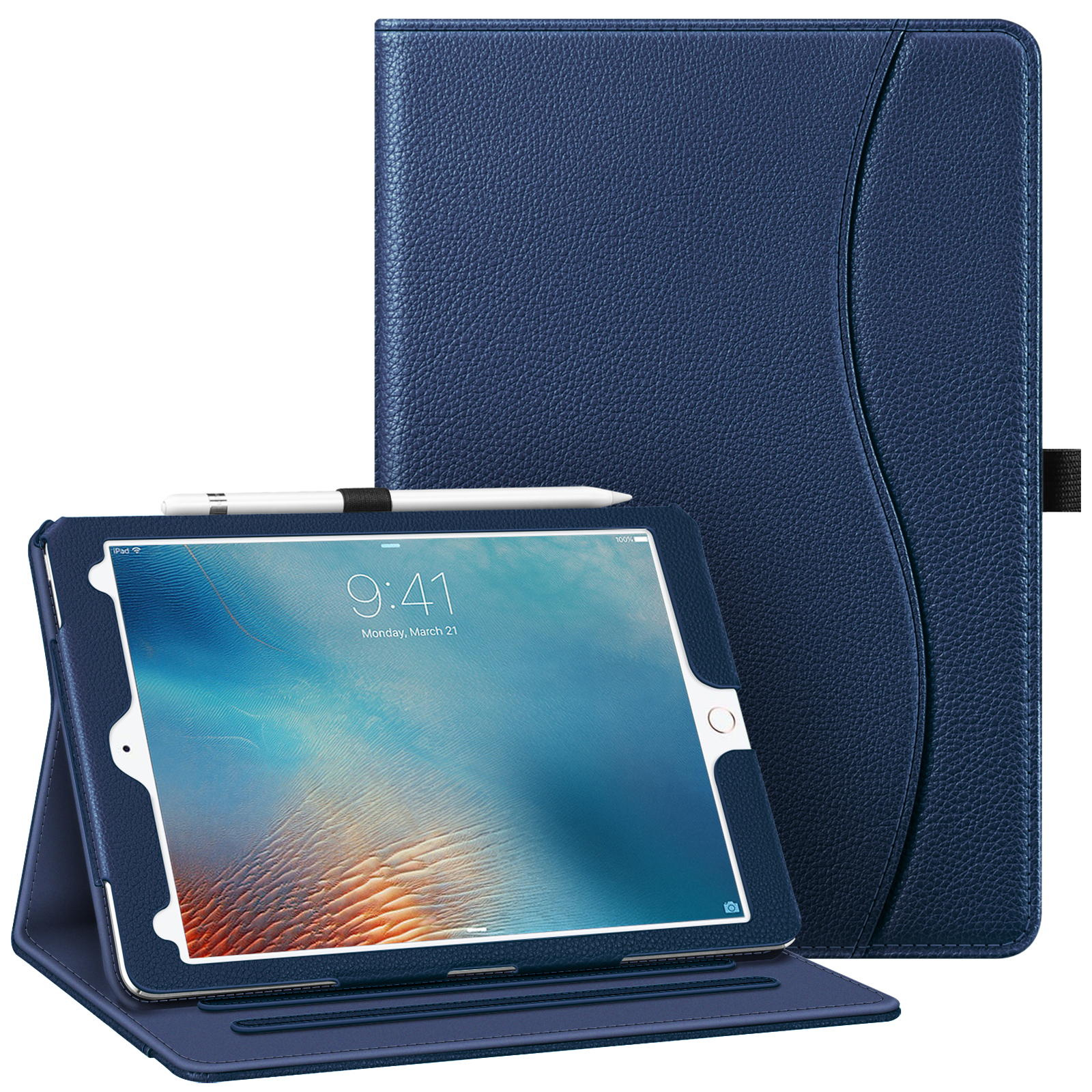 for iPad Pro 9.7 Inch 2016 A1673/A1674/A1675 Case Multi-Angle Folio Cover Pocket