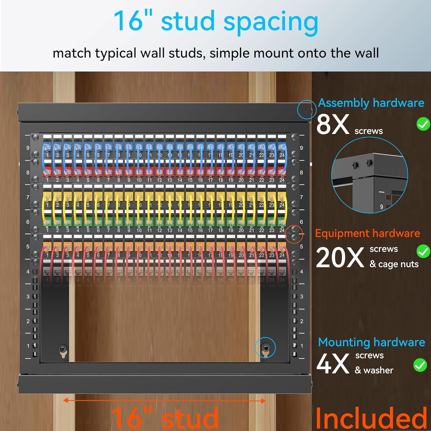 Server Rack Wall Mount 9U with Swing 17.7 inches x 20.4 x