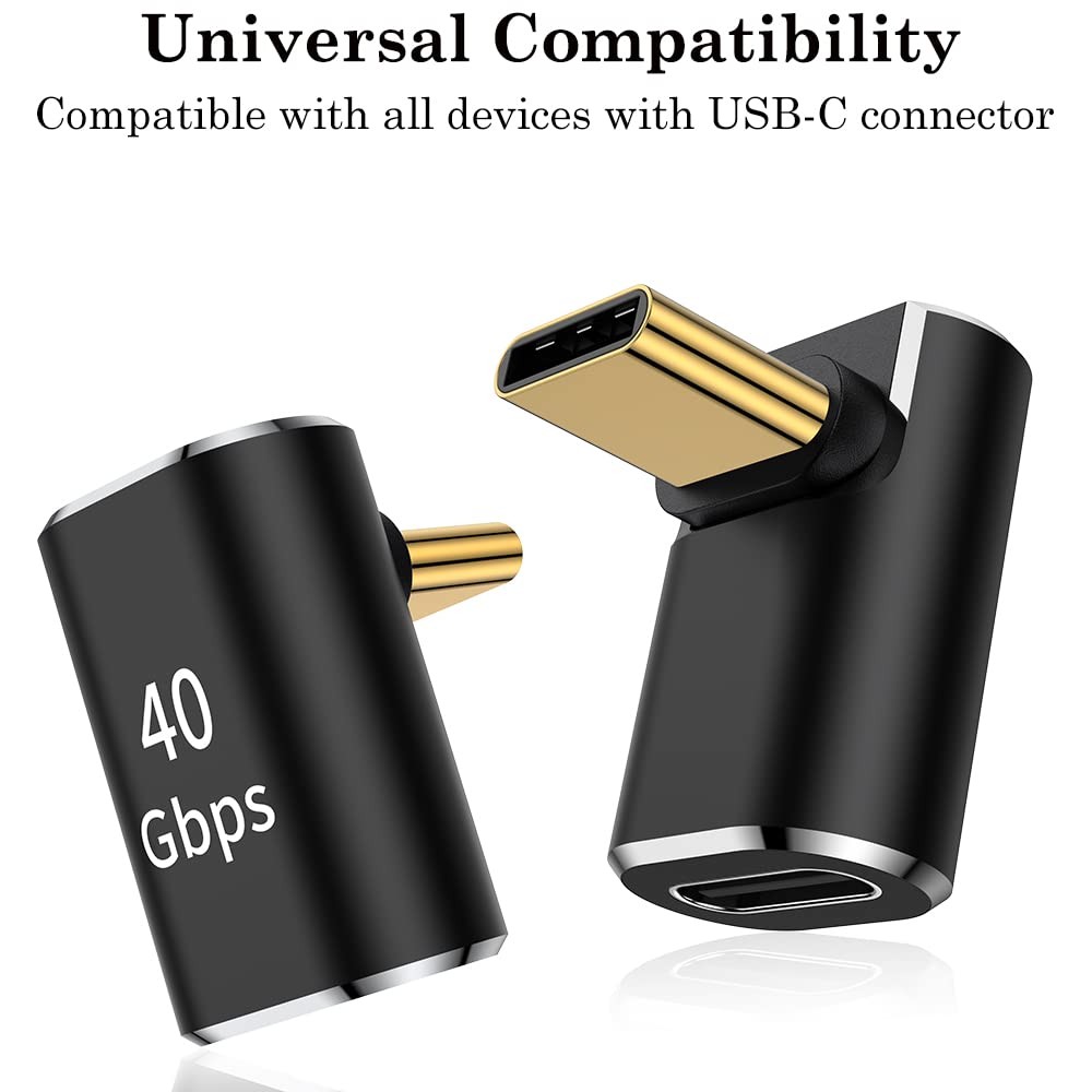USB C 90 Degree Adapter, Right Angle L Shape USB Type C Male to Female 2 Pack