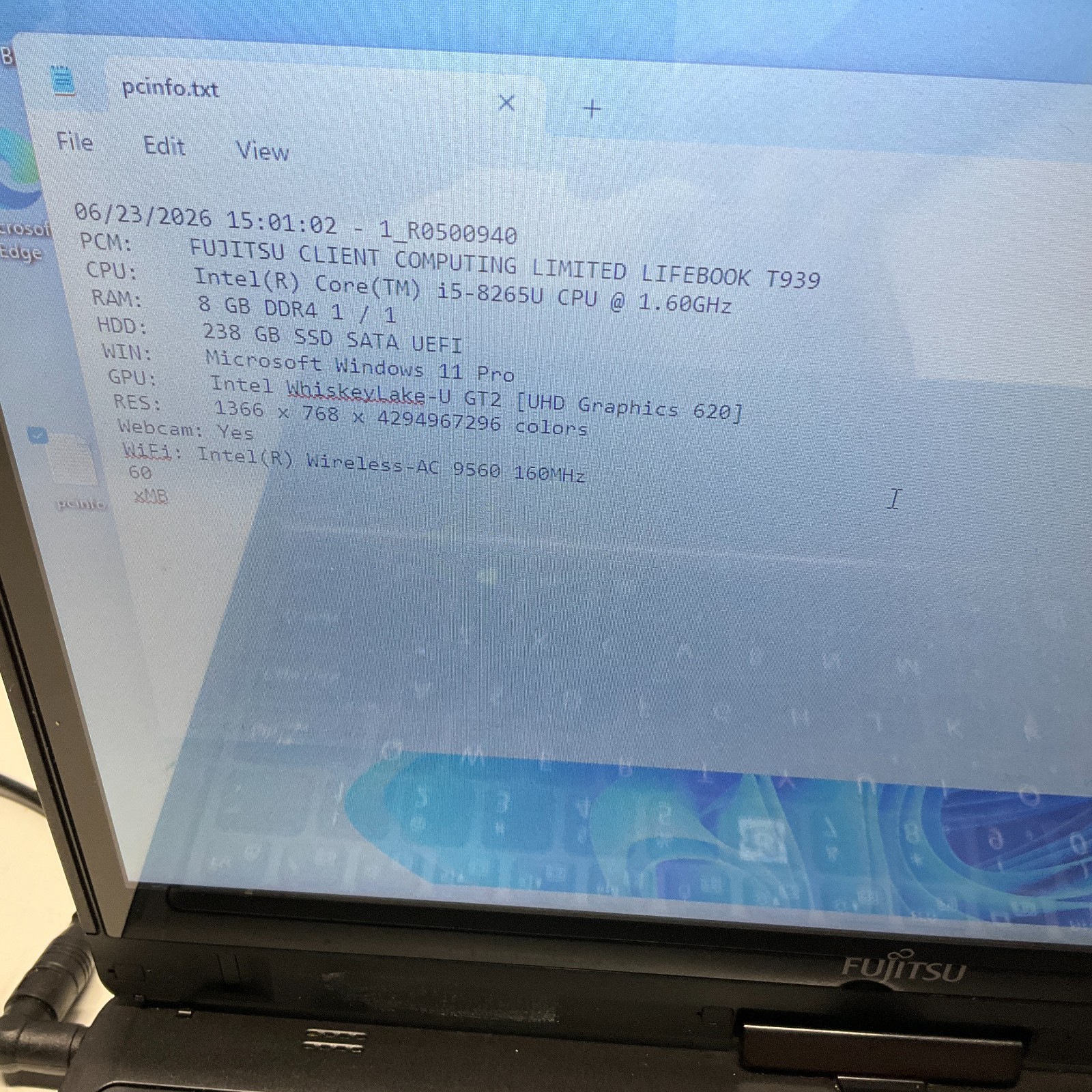 Fujitsu Lifebook T939 Laptop Intel Core i5-8265U @ 1.60 GHz 8GB 256GB SSD READ