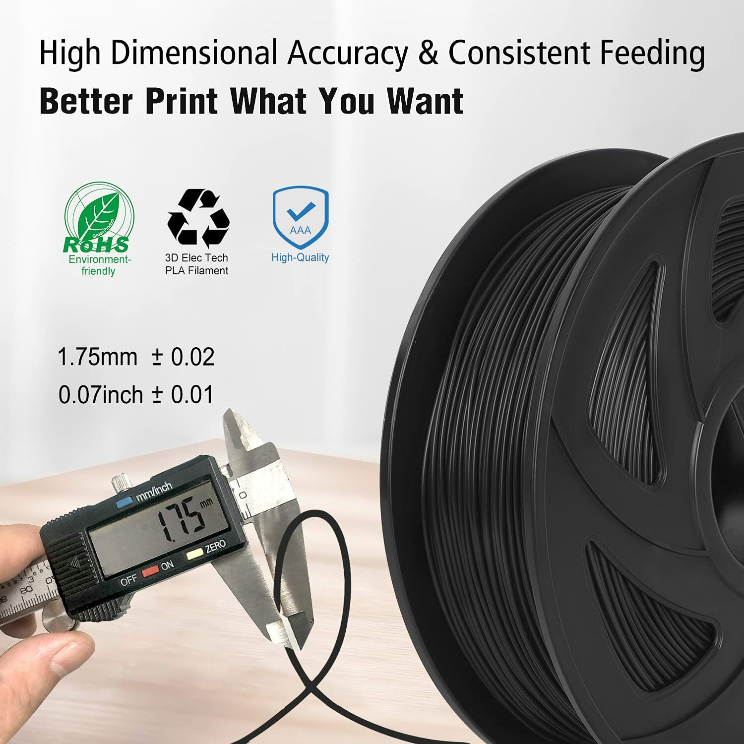 5/10KG Creality PLA 3D Printer Filament 1.75mm 1KG/Roll Multicolor +/-0.02mm US