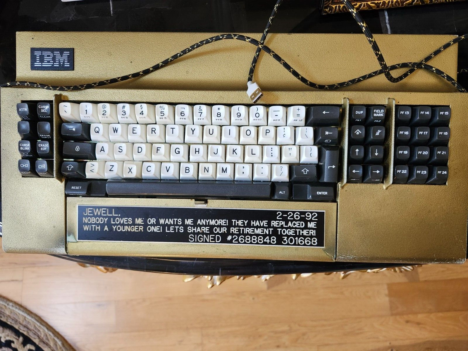 1977 Canada IBM 3278 Beam Spring 87key Metal Gold Keyboard Extremely RARE