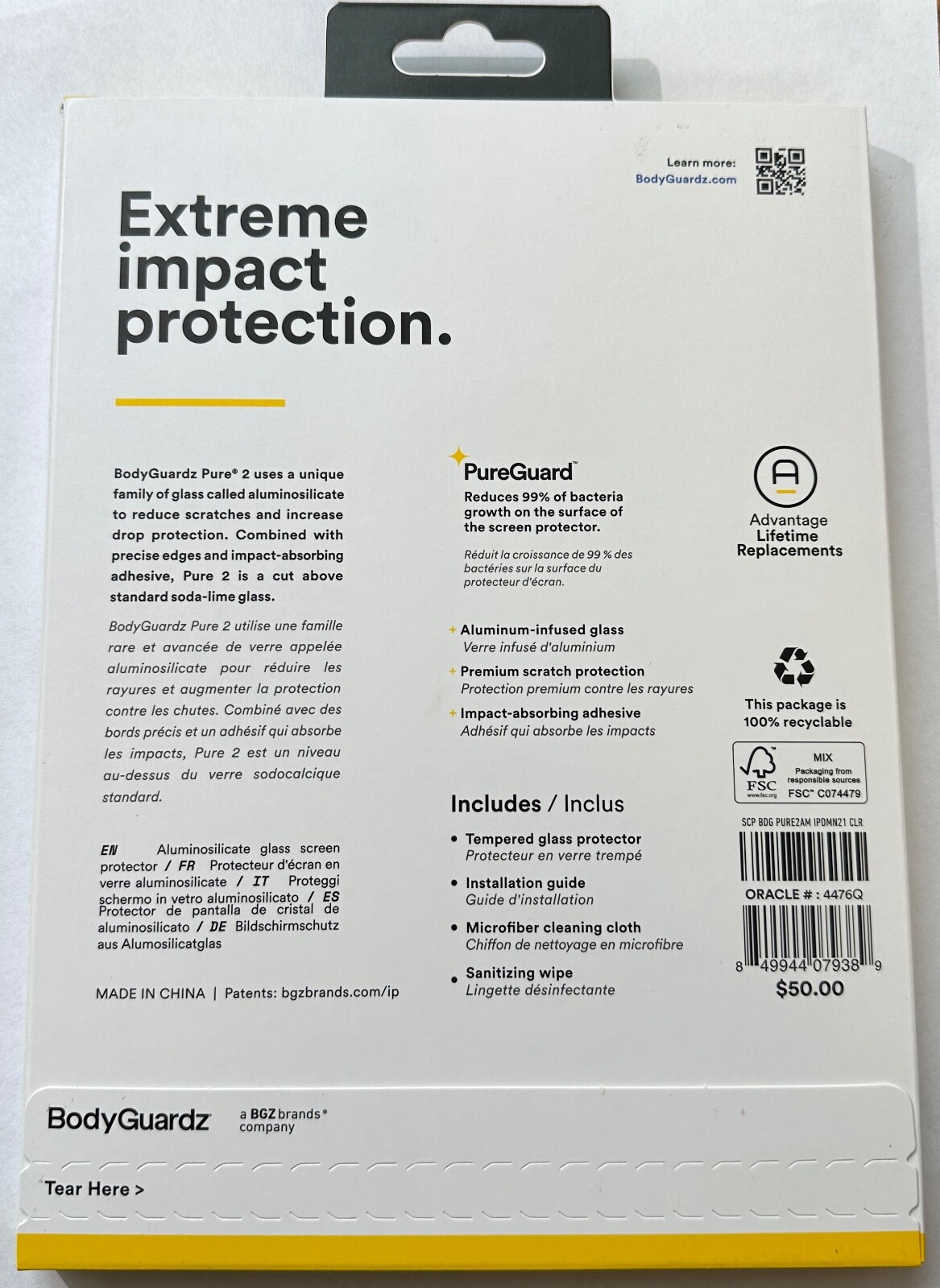 BodyGuardz Pure2 Tempered Glass Screen Protector Apple iPad mini 6 (2021) 8.3″
