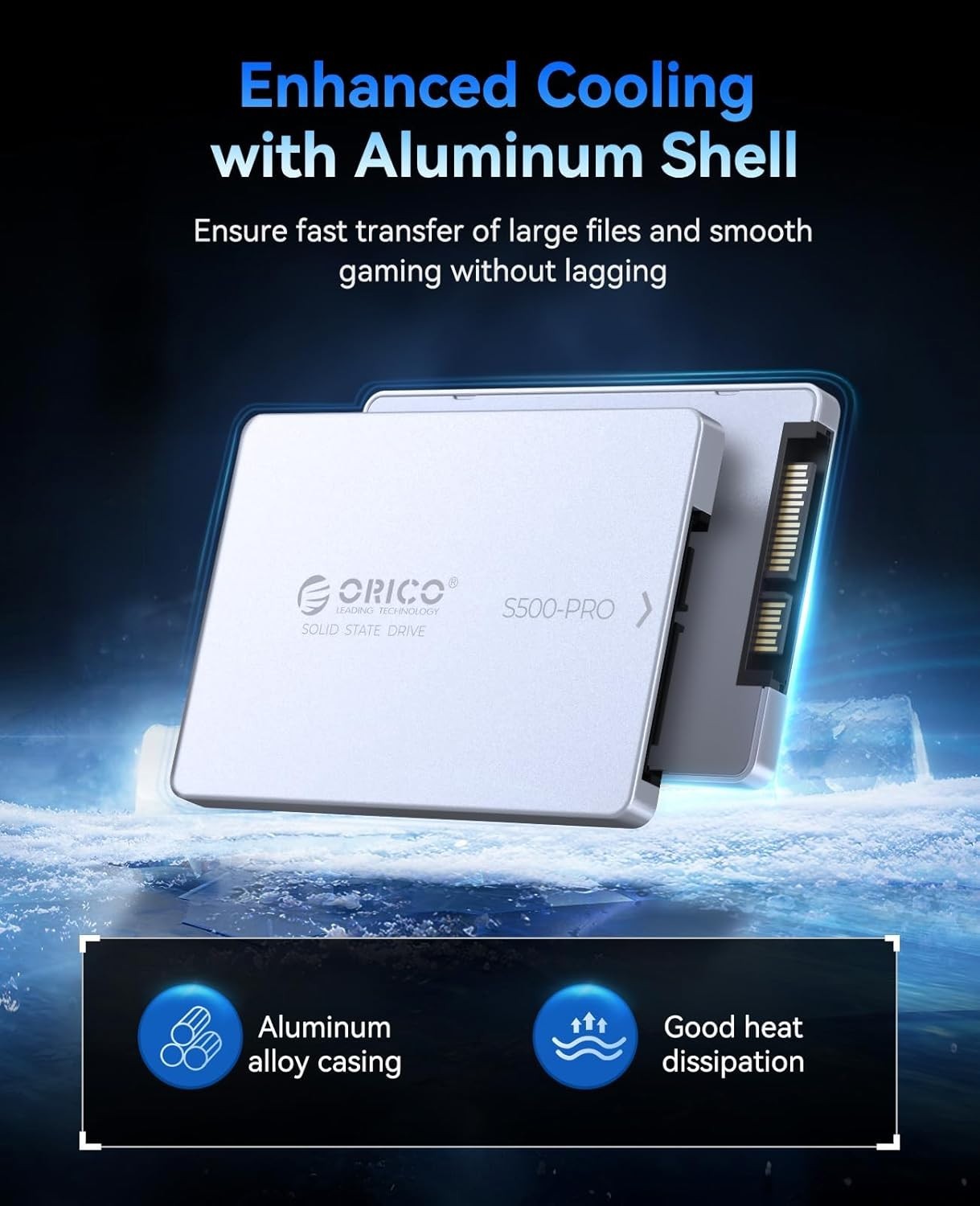 ORICO 256GB SATA III SSD 2.5″ Internal Solid State Drive, up to 450MB/s, 3D NAND