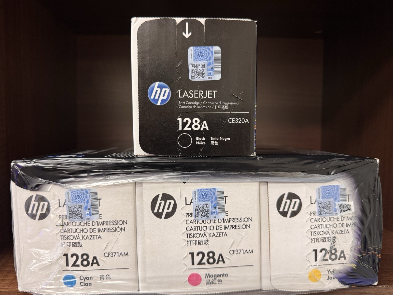 HP 128A (CF371AM) LaserJet Toner Cartridge – 4 Pack Black (CE320A)