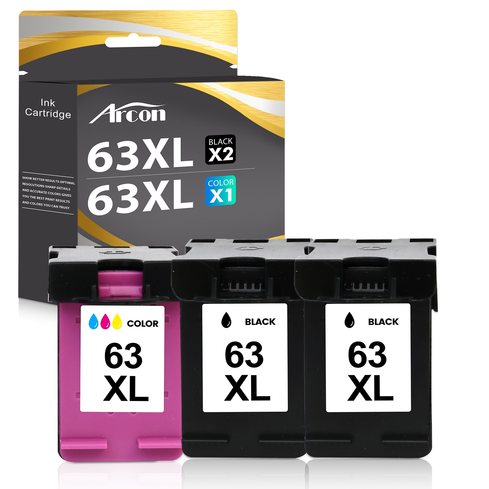 3PK For HP 63XL 2-Black & 1-Color Ink Cartridges 4656 4657 4658 5200 Printer