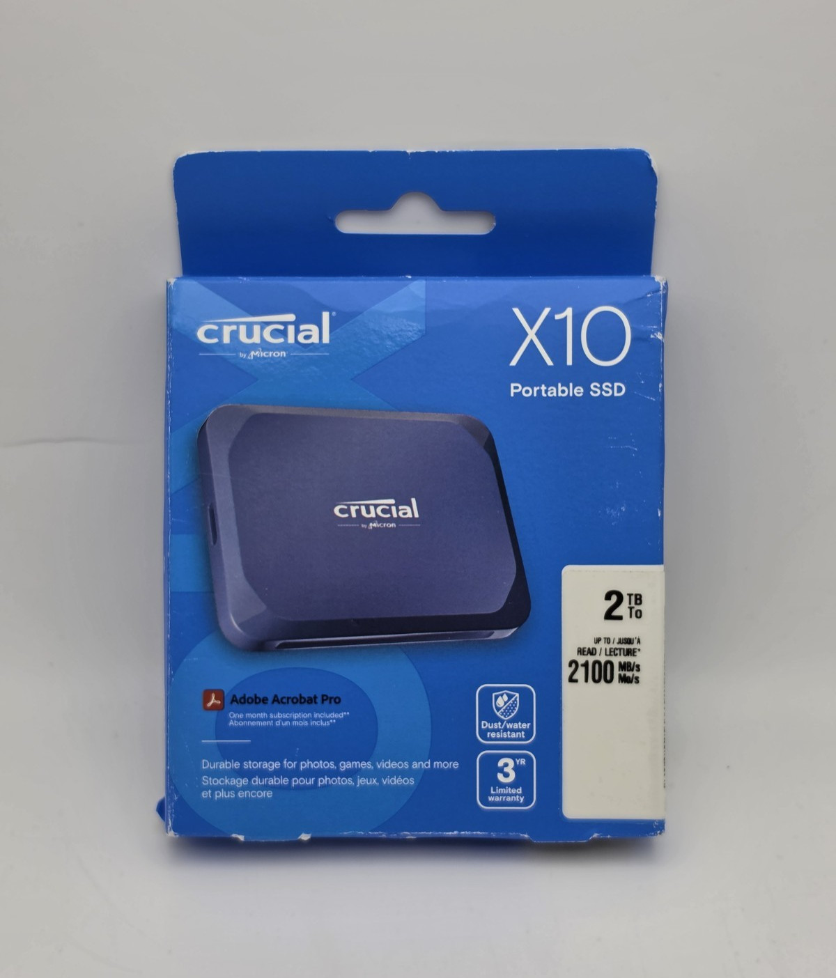Crucial X10 2TB External SSD USB-C 3.2 Gen2x2 CT2000X10SSD9 2100MB/s Portable