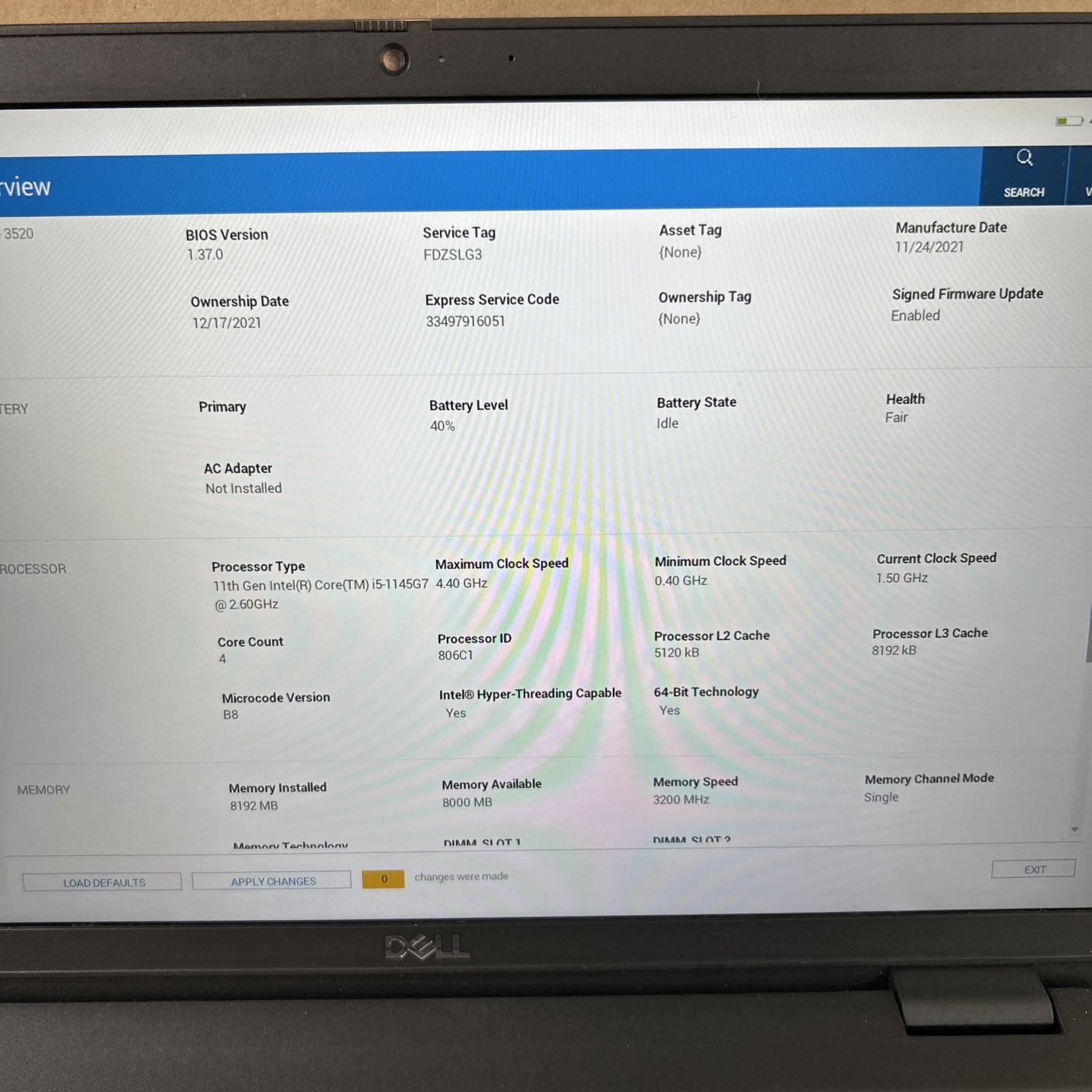 Dell Latitude 3520 i5-1135G7 8GB RAM No SSD No OS AS-IS Laptop