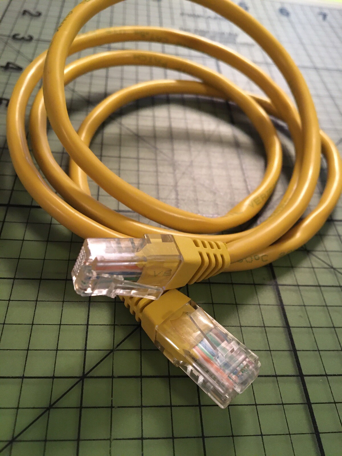 45” Yellow ethernet patch cable, Computer component patch cord, Clip-in Jacks