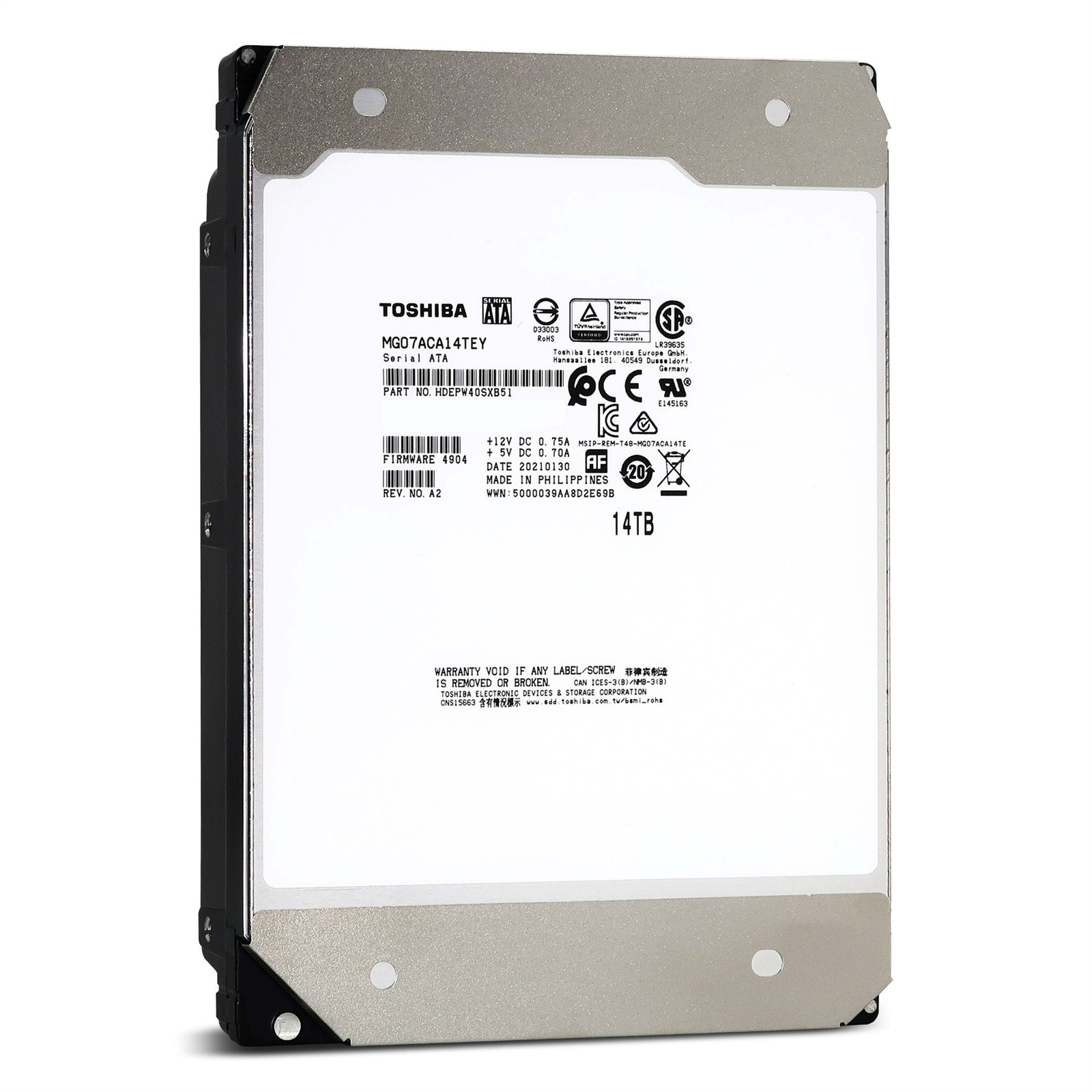 Toshiba MG Series 14TB 3.5″ SATA Enterprise Hard Drive, 7200RPM (MG07ACA14TEY)