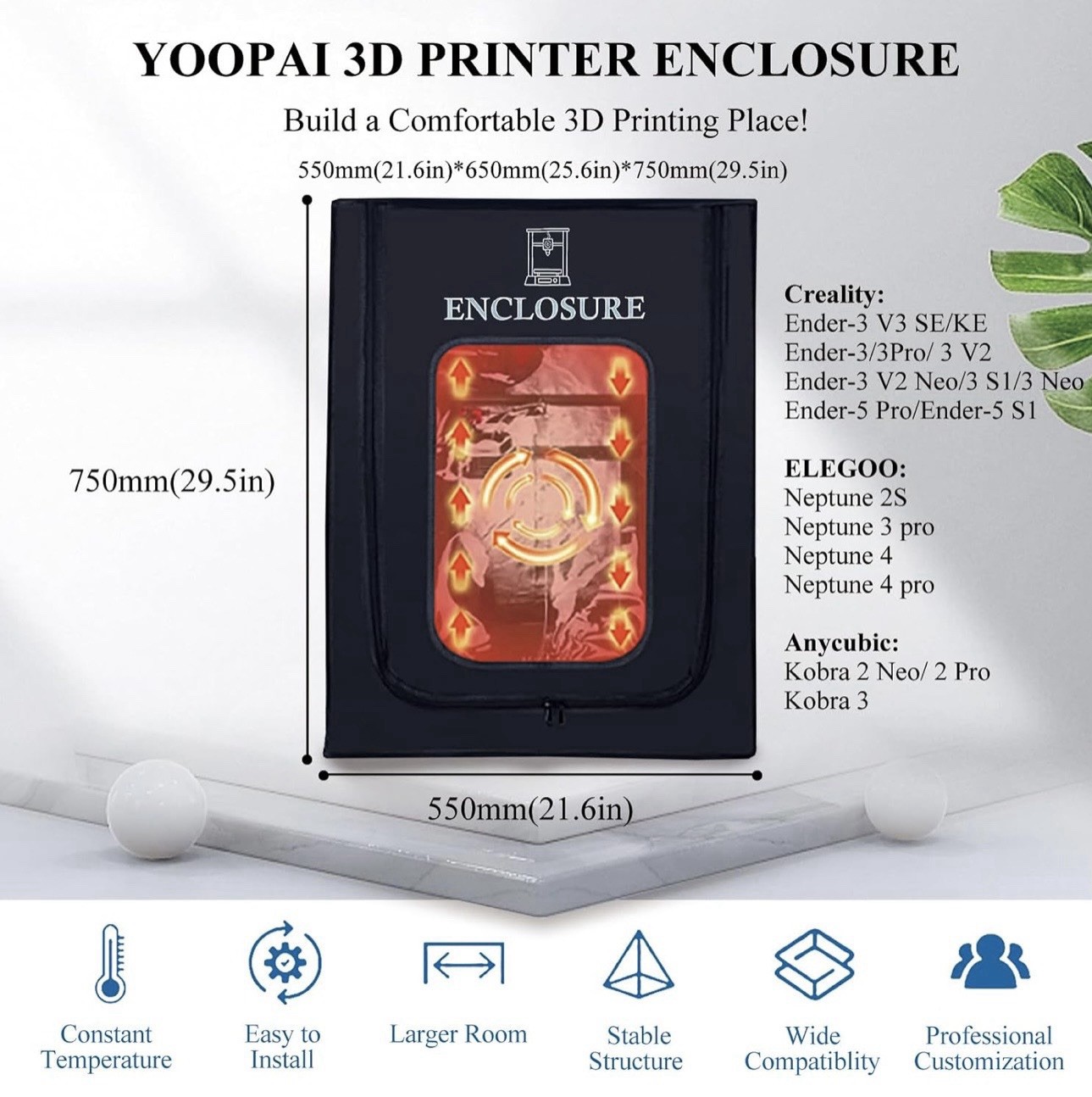 3D Printer Enclosure for Creality Ender 3/ Ender 3 Pro/Ender 3 V2-Fireproof &…