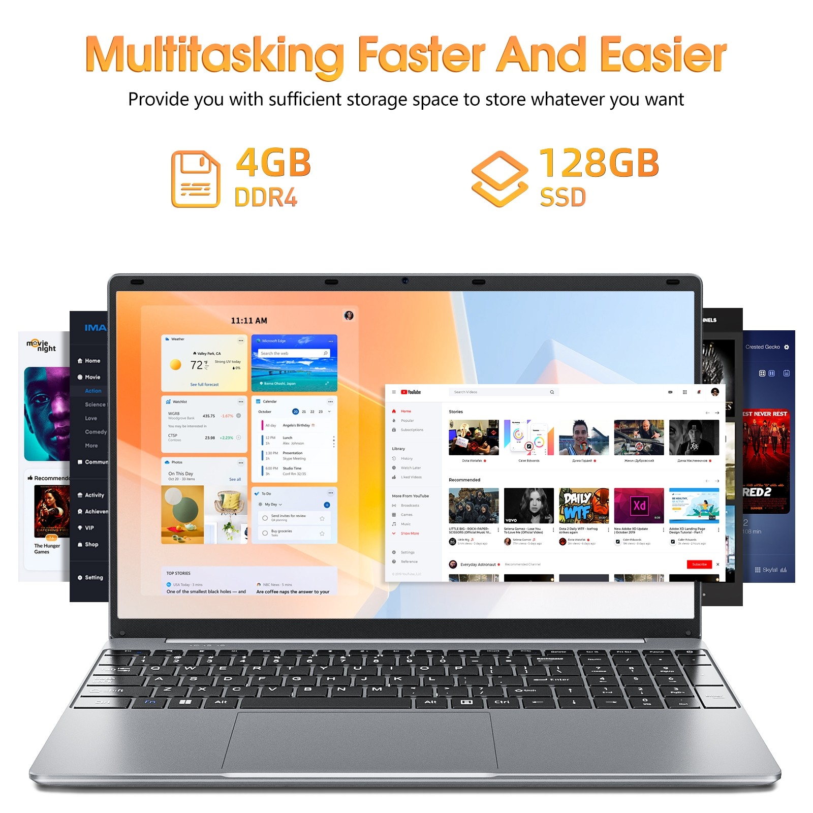SGIN 15.6″ FHD Laptop – Intel N4000 – 4GB Memory 128GB SSD – Windows 11 – NEW