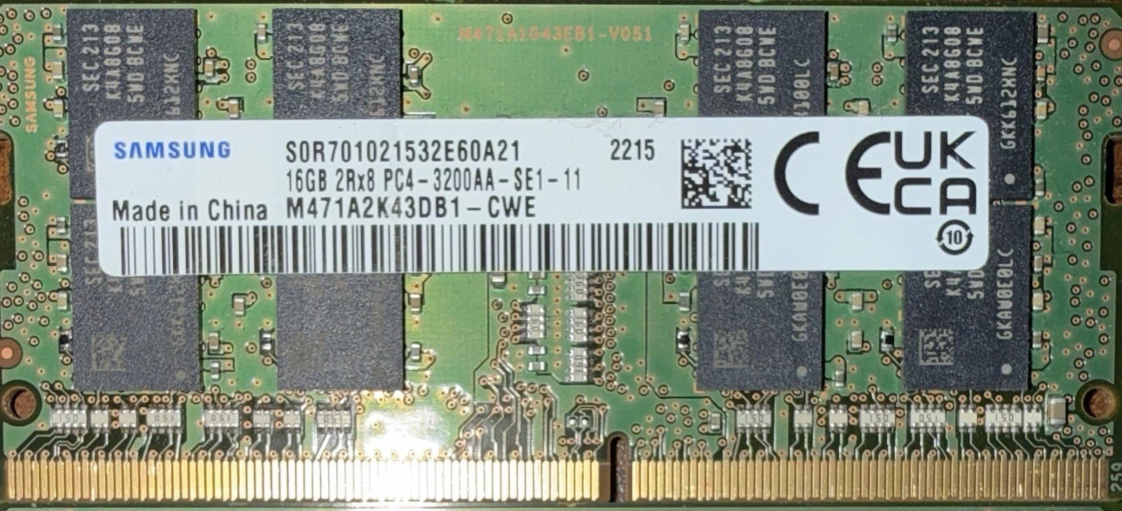 Samsung 16GB DDR4 3200MHz PC4-25600 SODIMM Memory Ram