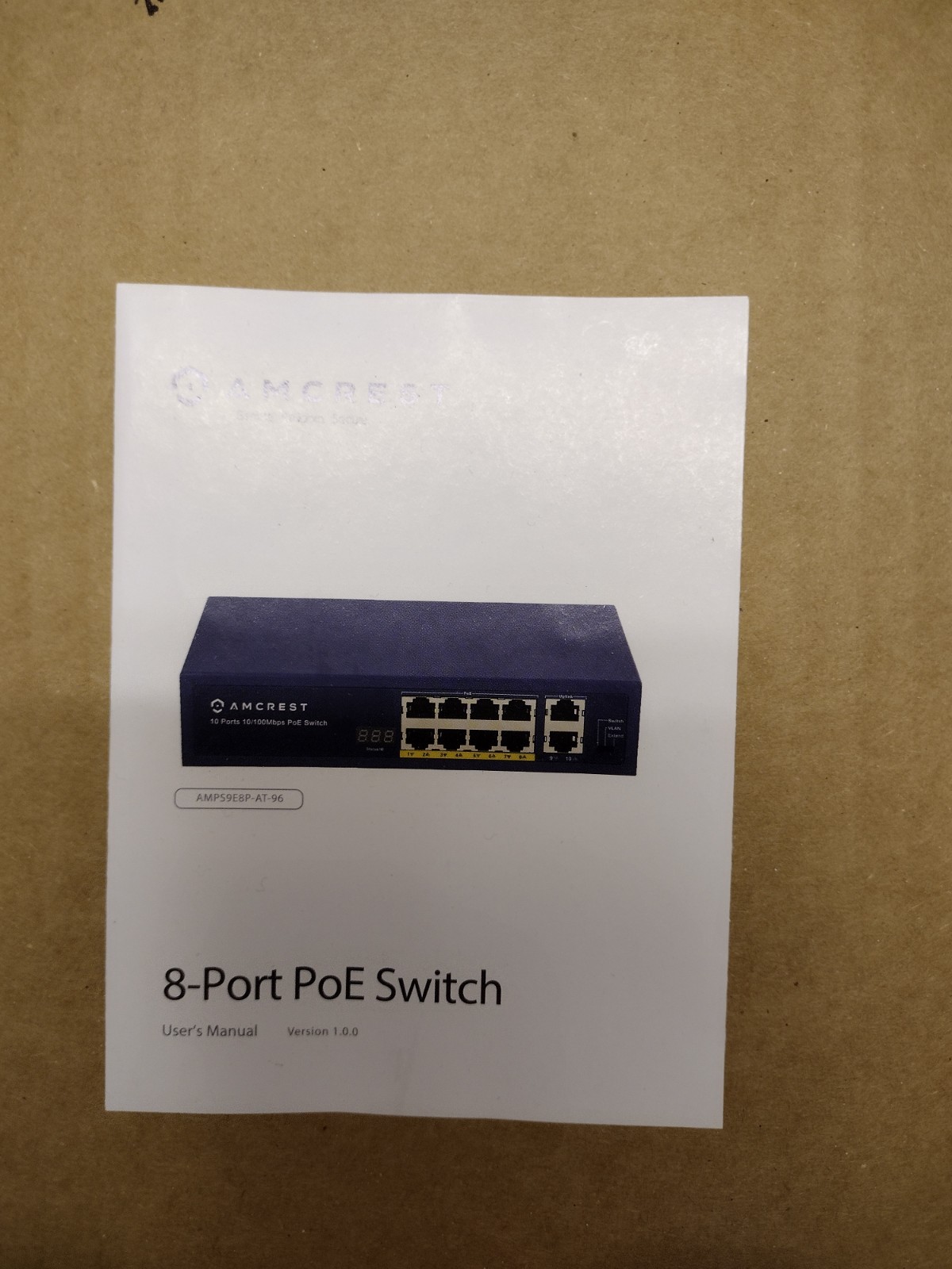 AMCREST, 9-port 10/100mbps poe switch with 8-port poe mod. AMPS9E8P-AT-96