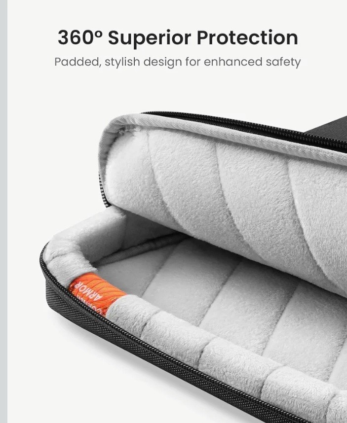 tomtoc 13in Laptop Shoulder Messenger Bag Water-Resistant Black/Orange