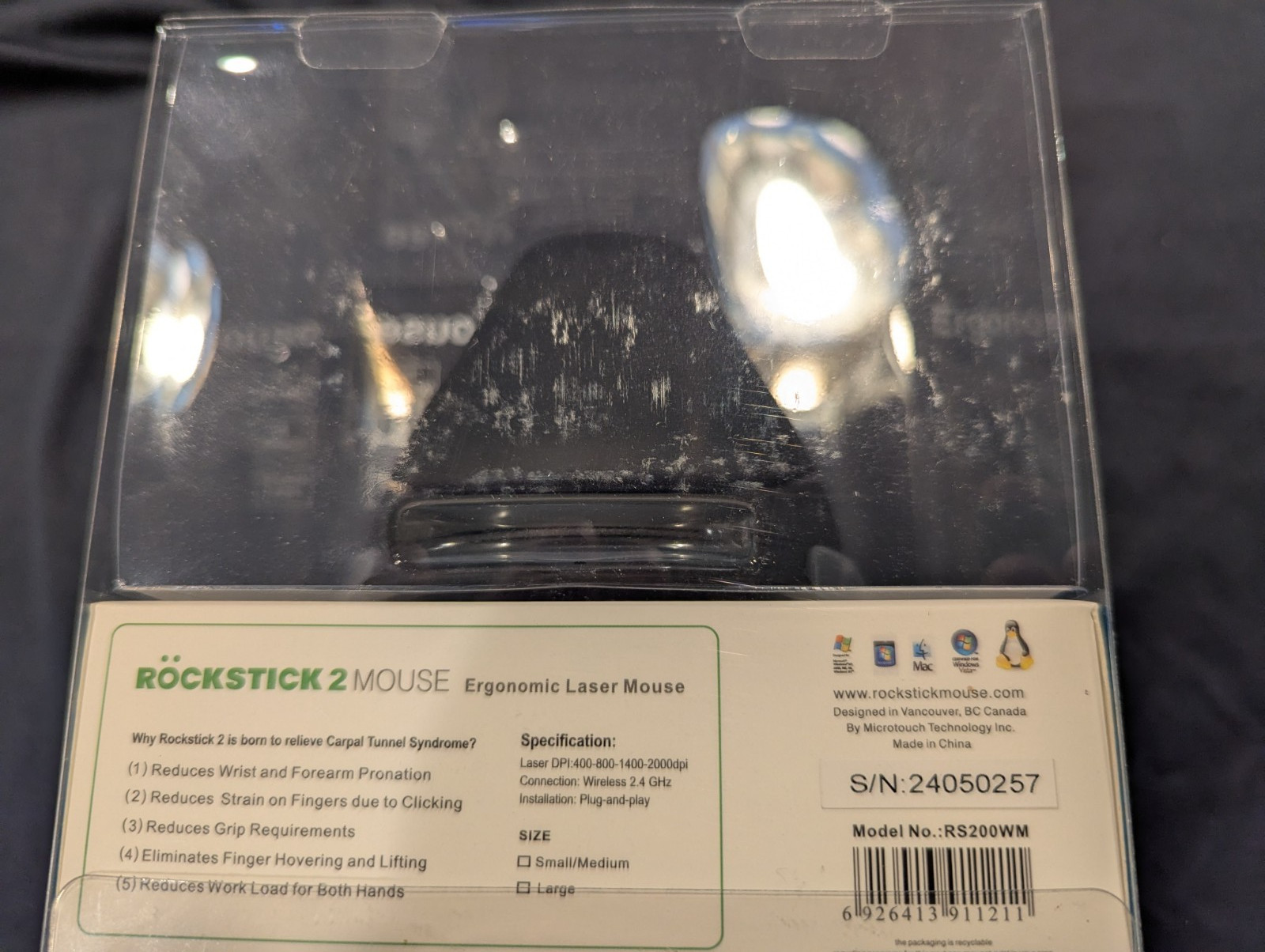 Microtouch Rockstick 2 Vertical Ambidextrous Mouse