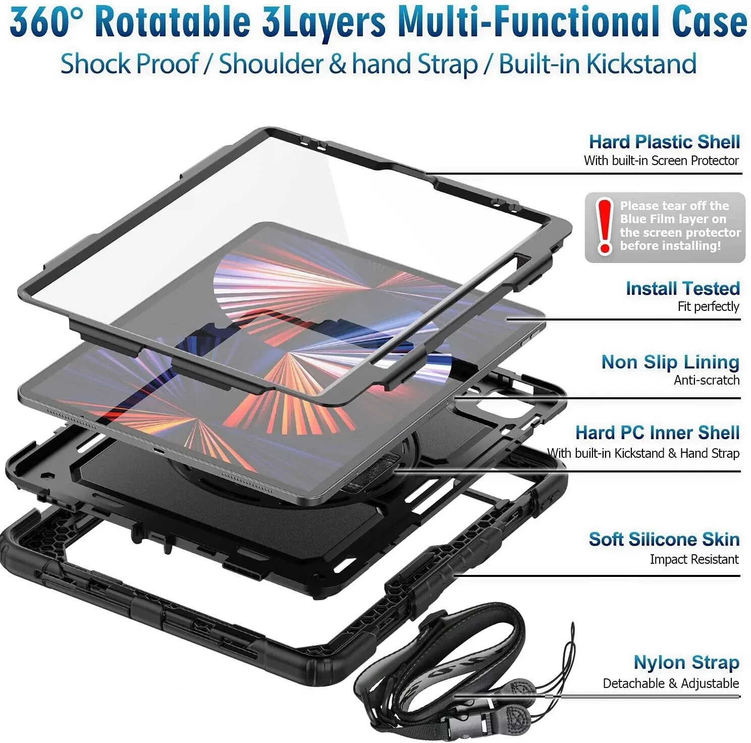 Case for iPad Pro 12.9 inch, 4th, 5th, 6th Generation