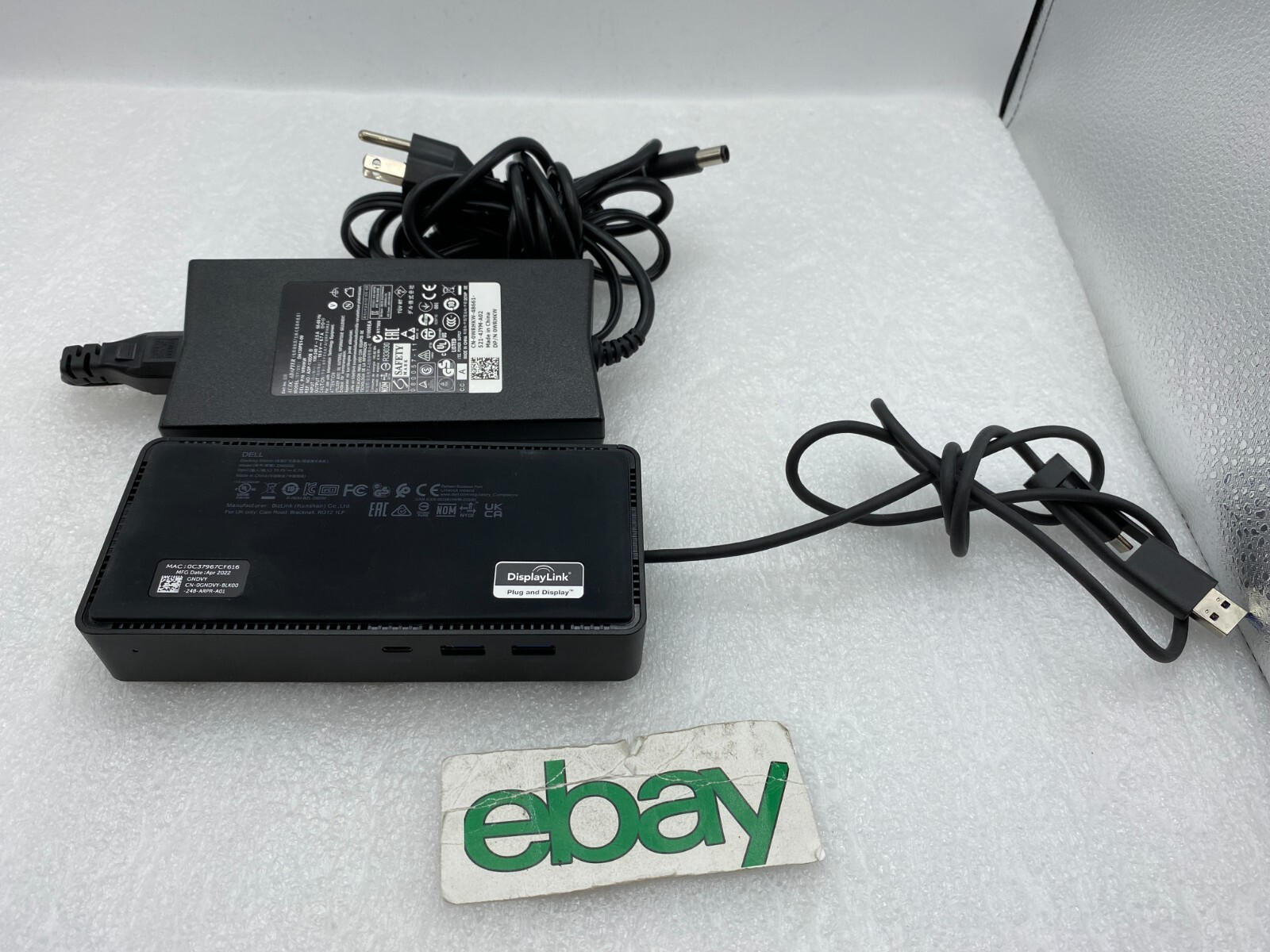 Dell D6000 Universal Docking Station USB 3.0 USB-C 4K w/ 130w Adapter FREE SHIP