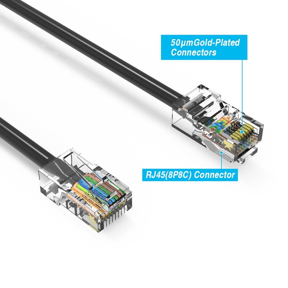 7FT Cat5E RJ45 Ethernet LAN Network UTP Non-Booted Patch Cable Copper Black
