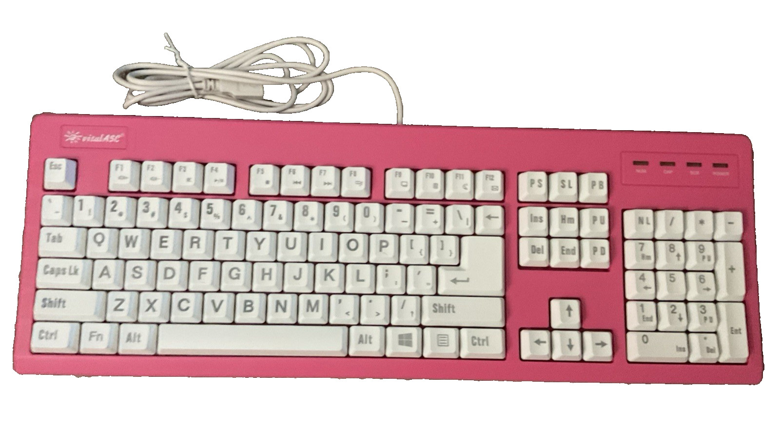 104-Key Large Print USB Wired 7ft Spill-Resistant Hot Pink and White Durable