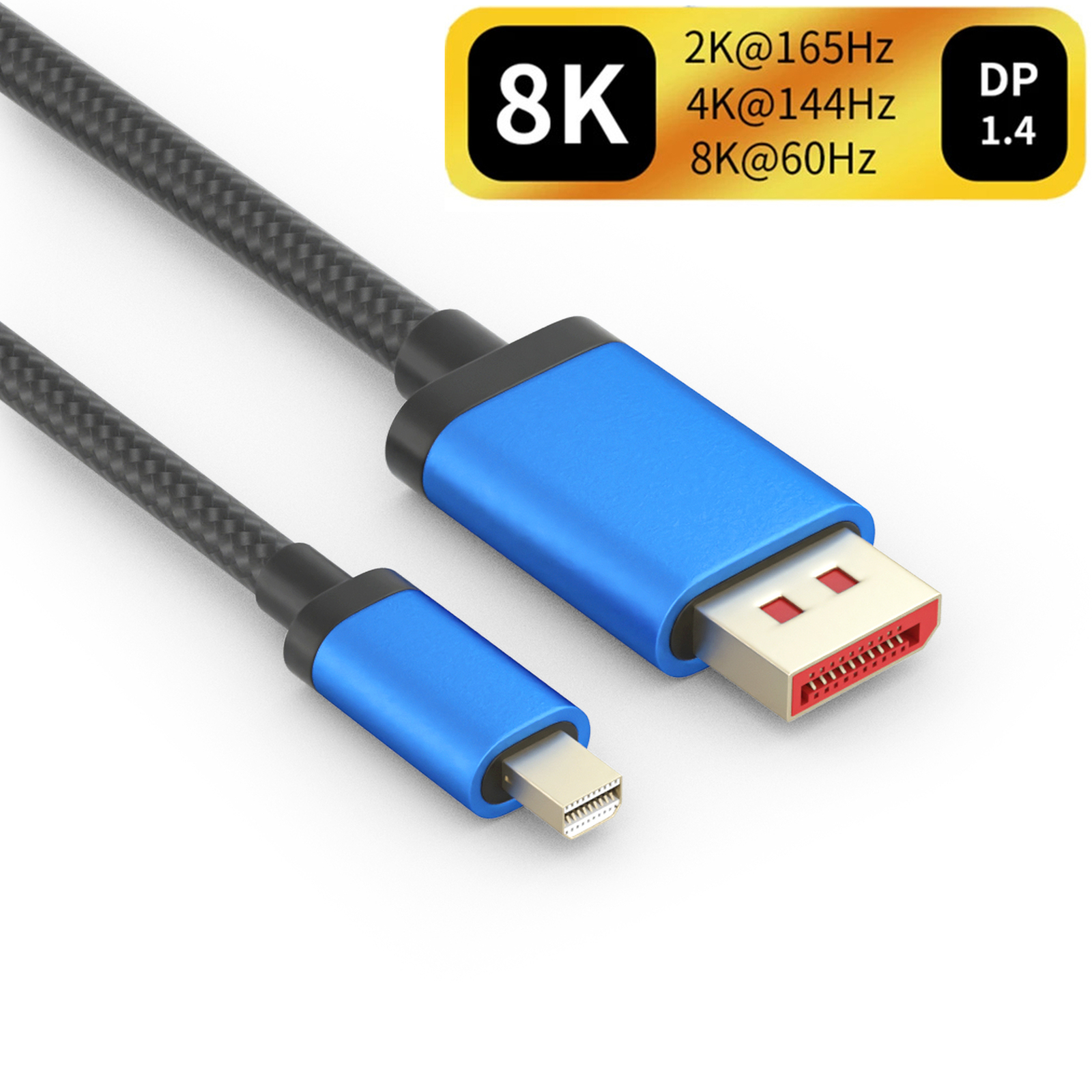 8K Mini DisplayPort to Display port 1.4 Cable Bi-direction 144Hz DP to MDP Male
