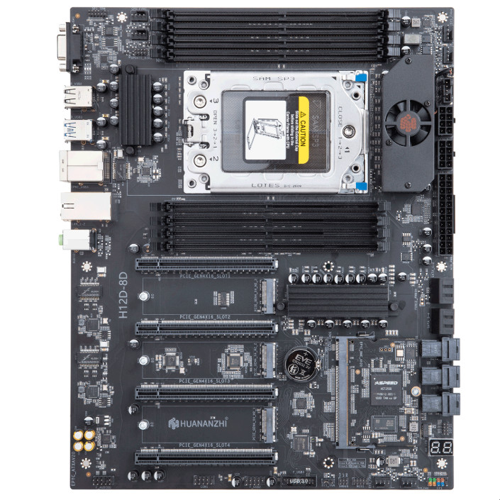 H12D-8D Motherboard for AMD EPYC 7002/7003 CPU, 4-slot PCIe 4.0x 16,3x M.2
