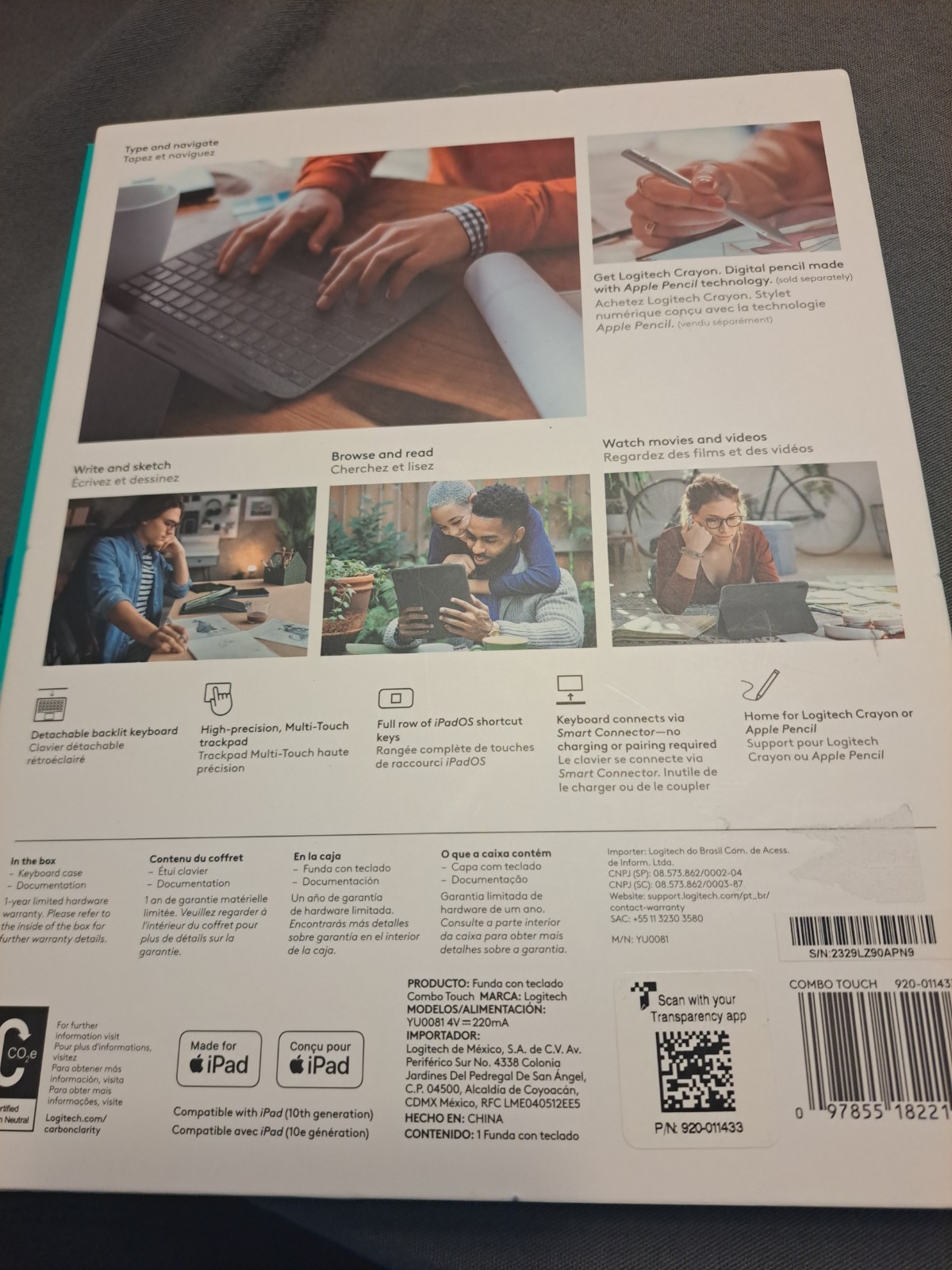 Logitech Combo Touch Detachable 10th Gen iPad Keyboard Case