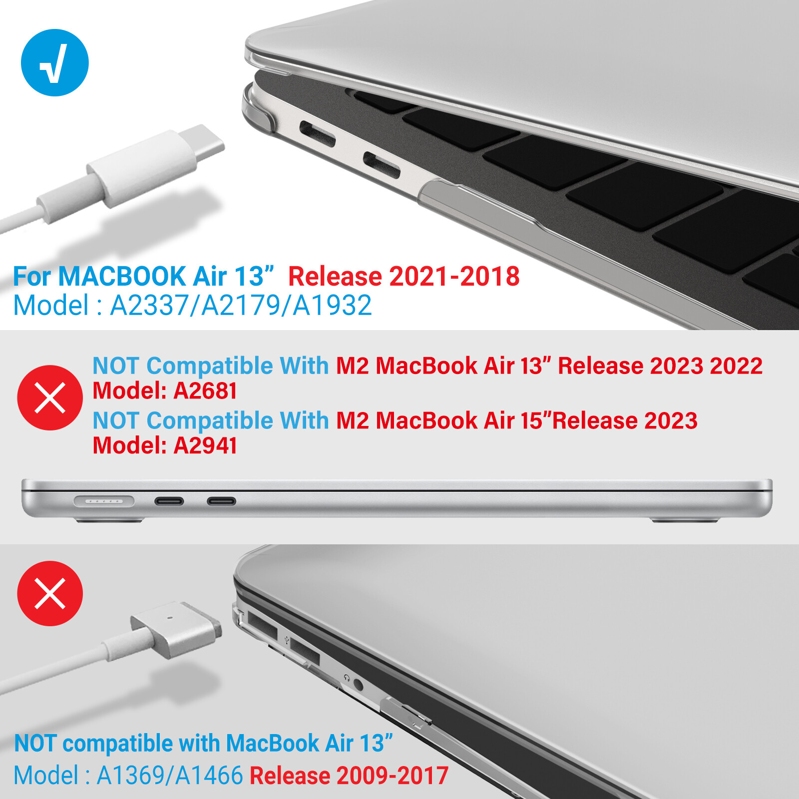 IBENZER MacBook Air 13″ Case M1 A2337 A2179 A1932, Keyboard Cover + Screen Film