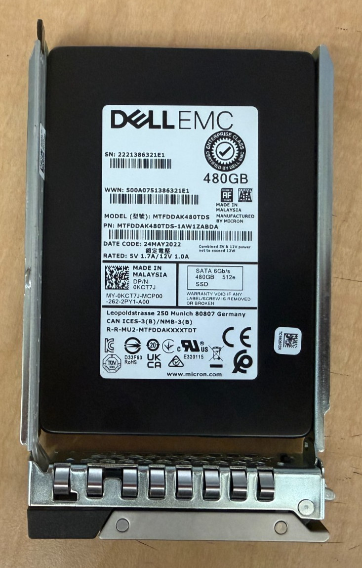 Dell 480GB 2.5″ SATA SSD MTFDDAK480TDS KCT7J