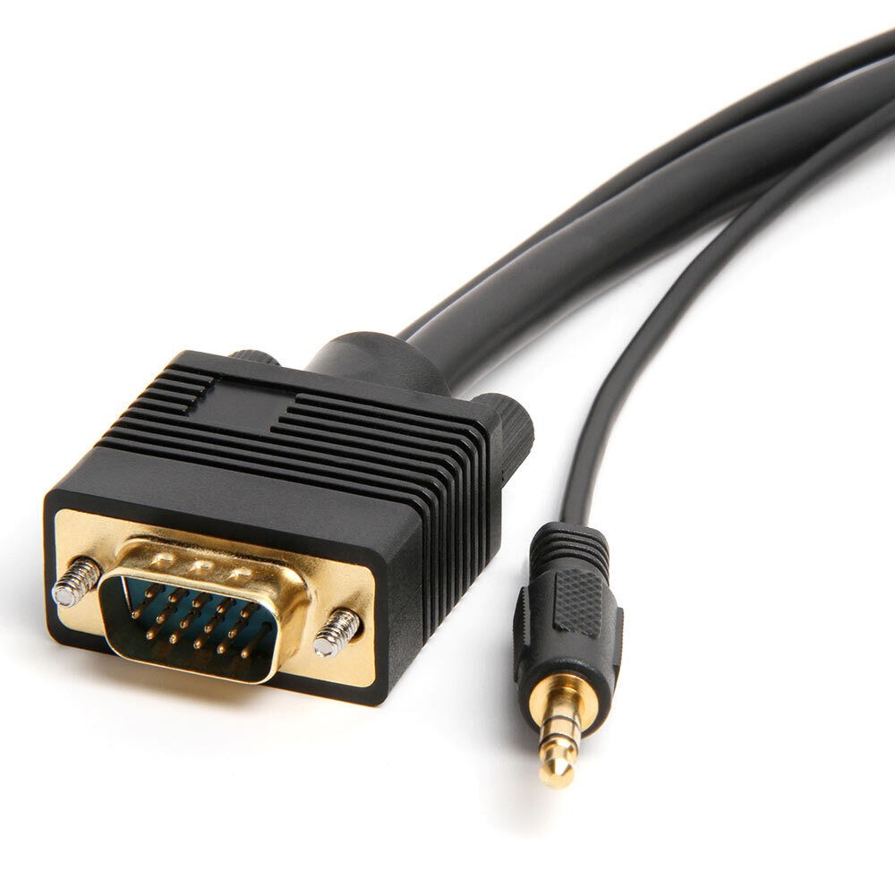 6 Feet VGA Cable with AUX SVGA + 3.5mm Monitor Cord Super VGA Audio Video Cable