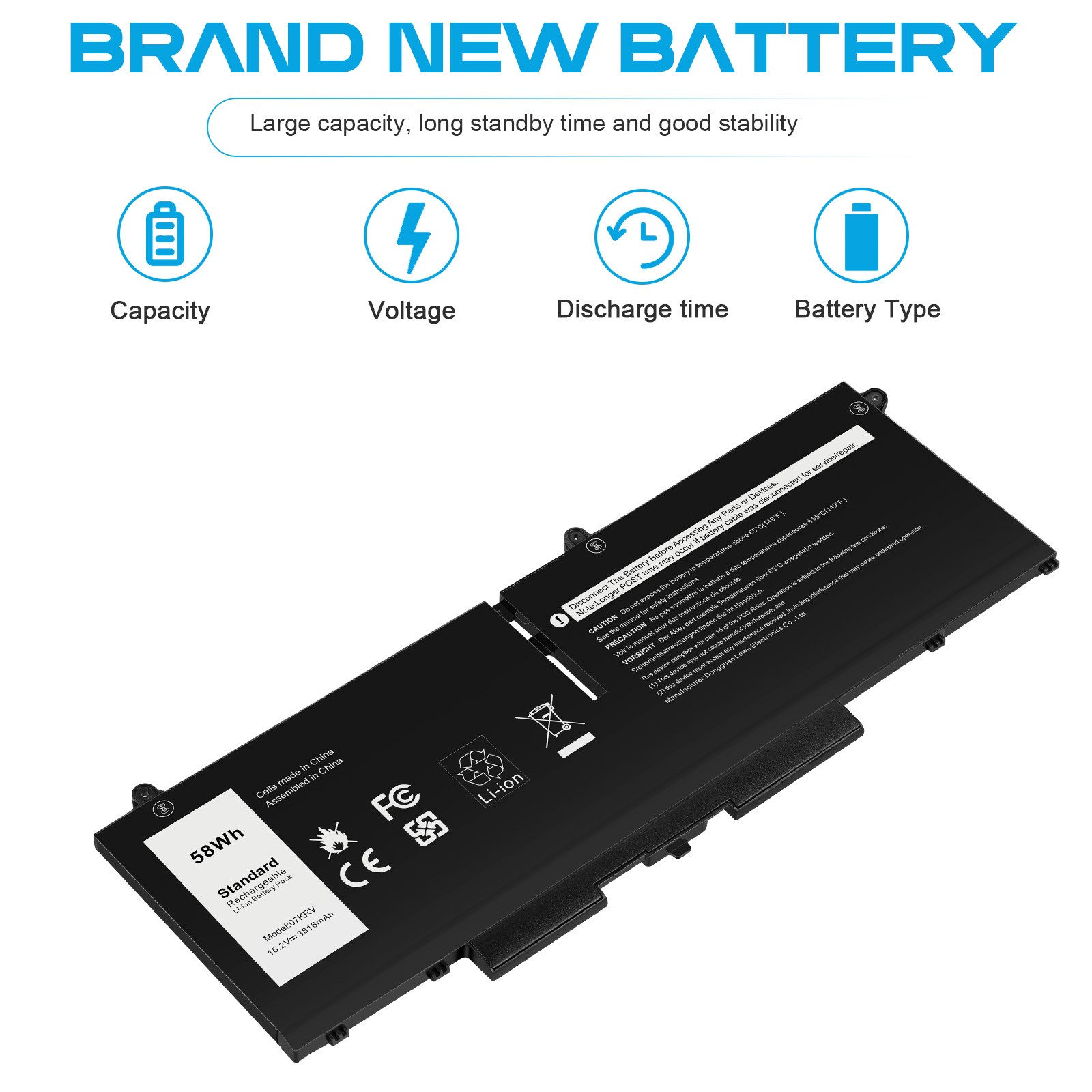 ✅New 58Wh 07KRV Battery for Dell Latitude 5330 5430 Precision 3570 H4PVC Y86WG