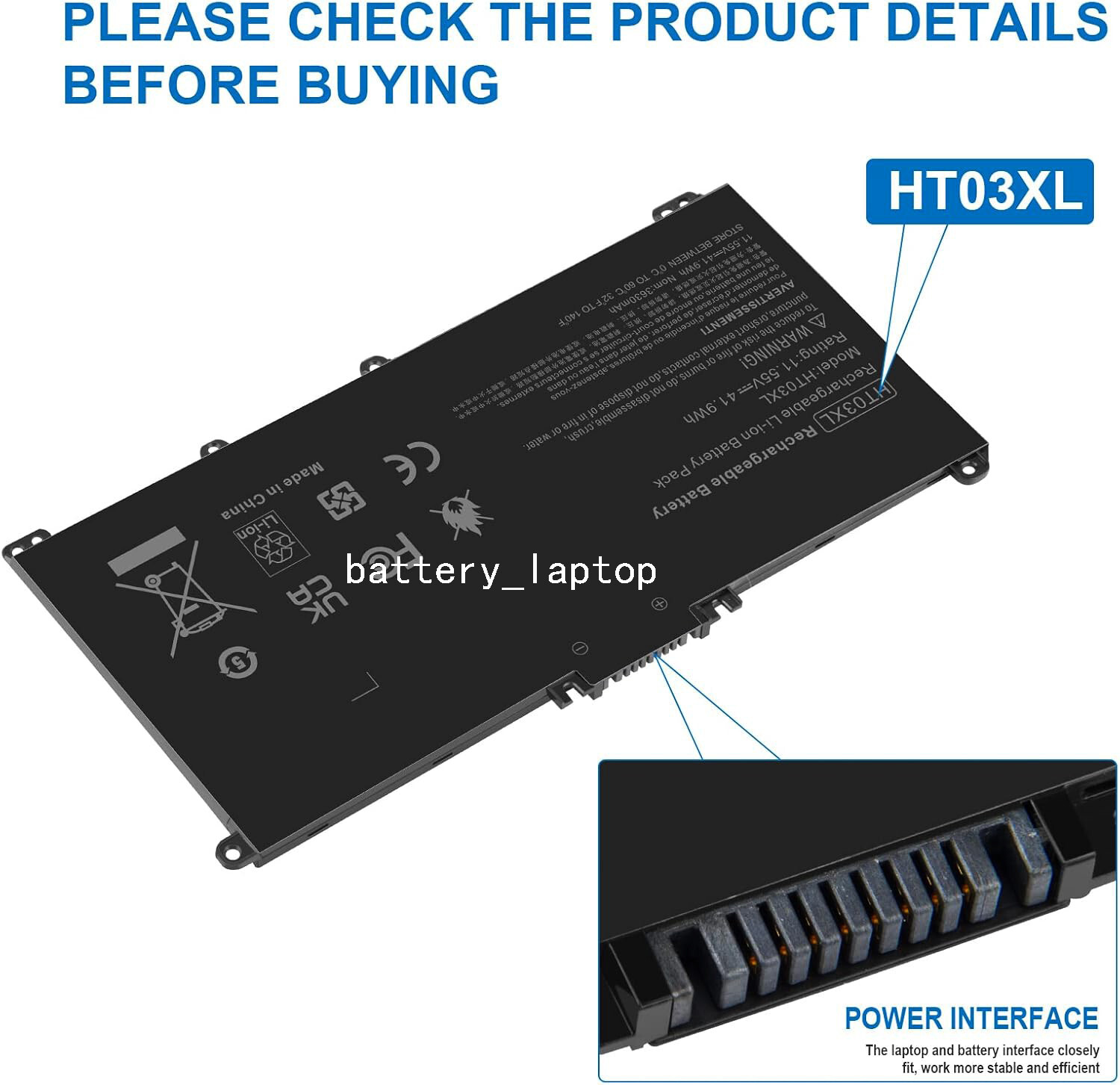 Battery Compatible with HP 15-DA 15-da0061la 15-da0057la 15-da0056la 15-da0xxx