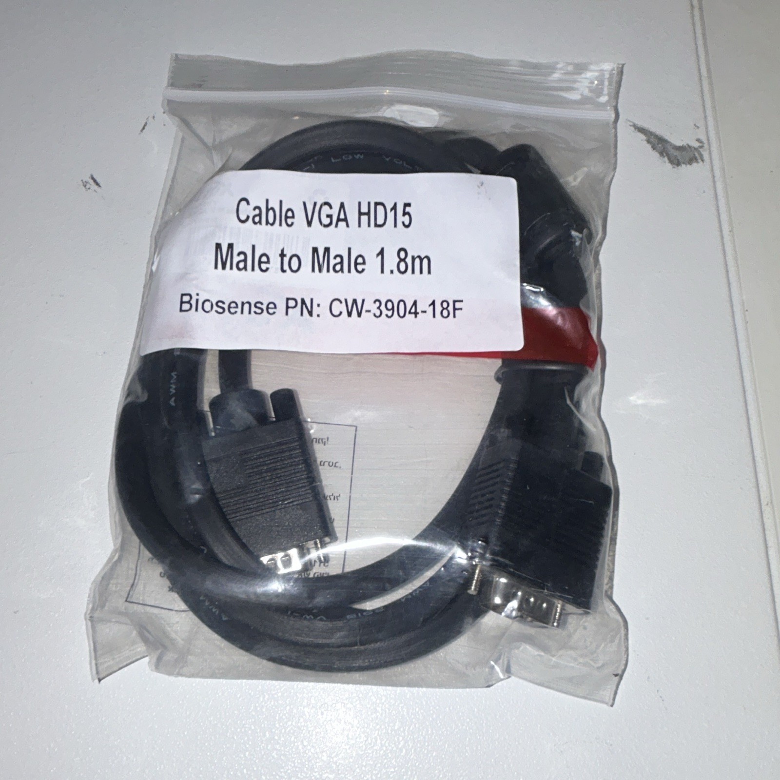 Biosense VGA/SVGA HD15 D-Sub Male to Male 1.8m Ferrite Core Black