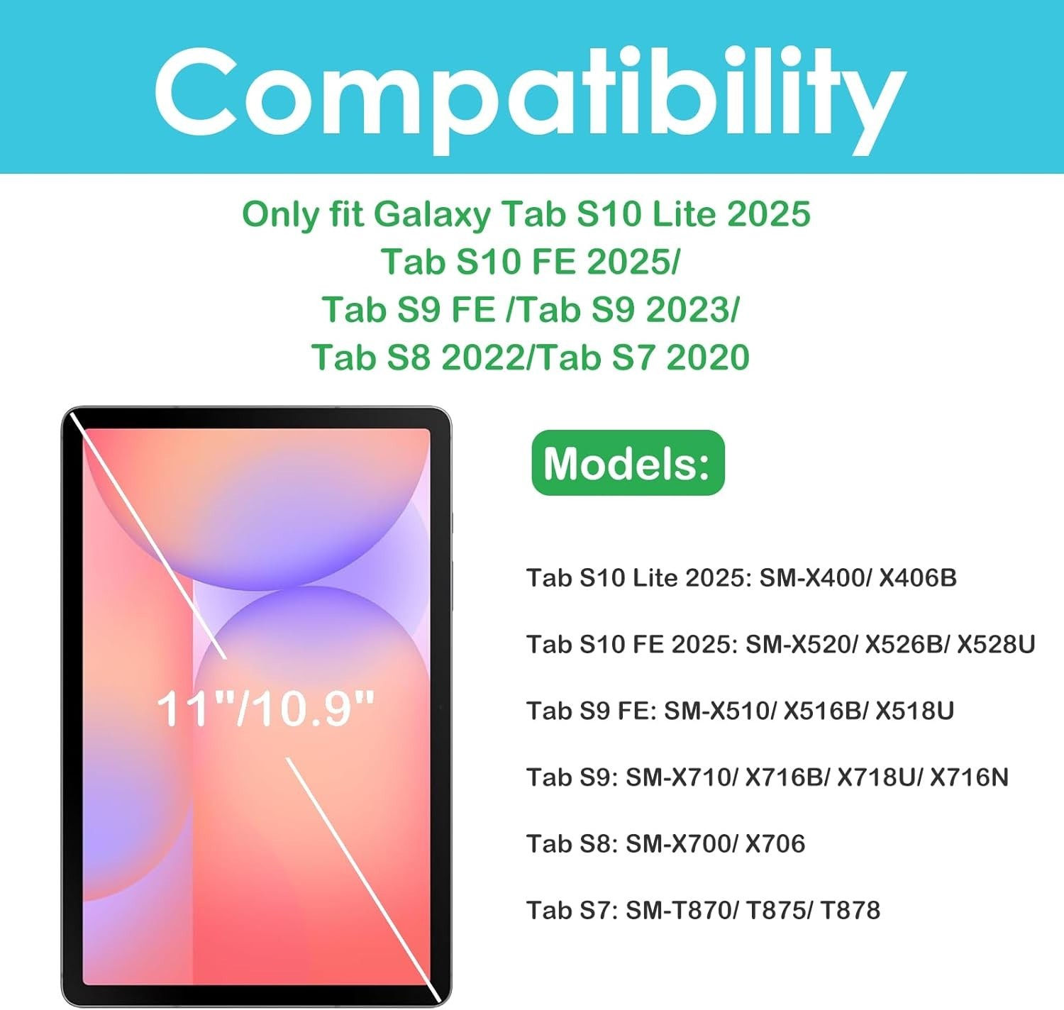 (2 Pack) Samsung Galaxy Tab S10 Lite/ Tab S10 FE Screen Protector Tempered Glass