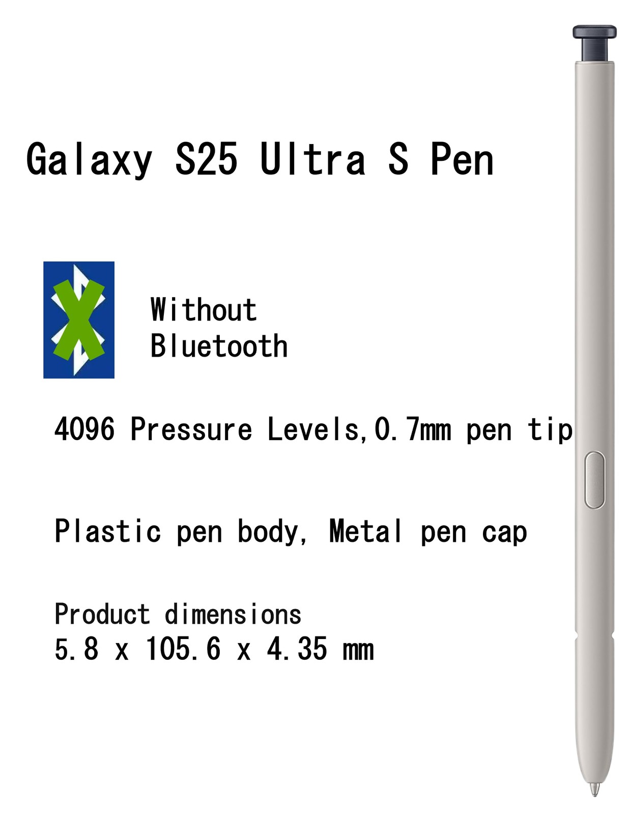 S Pen Replacement for Samsung Galaxy S25 Ultra 5G – 0.7mm Tip, 4096 Pressure